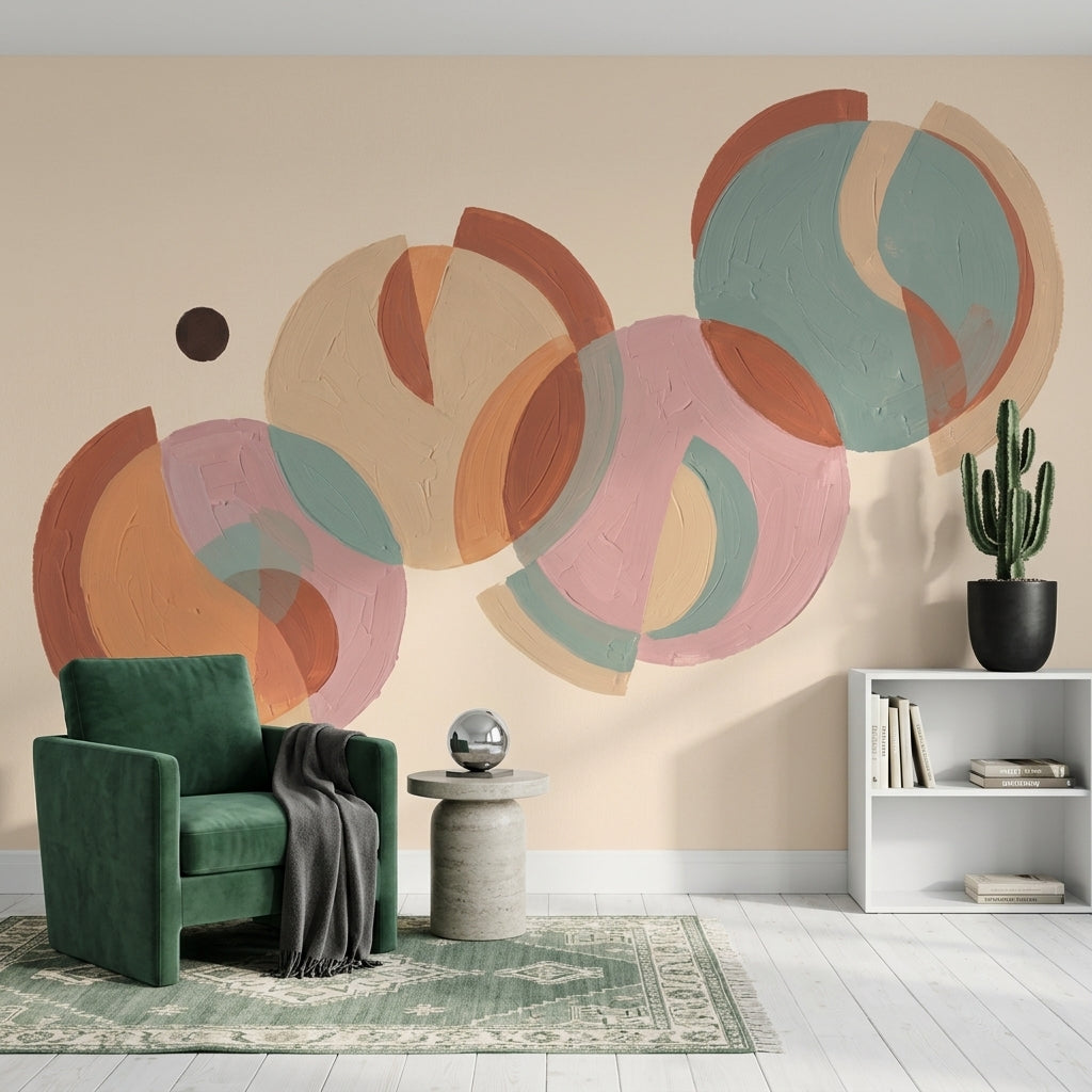 Renkli Soyut Daireler Poster Duvar Kağıdı Modern Salon Duvarı