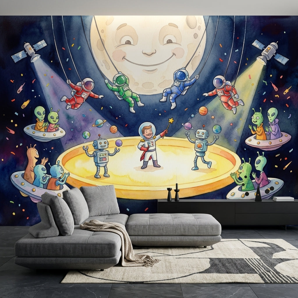 Uzay Astronotlu Poster Duvar Kağıdı Çocuk Odası Lacivert