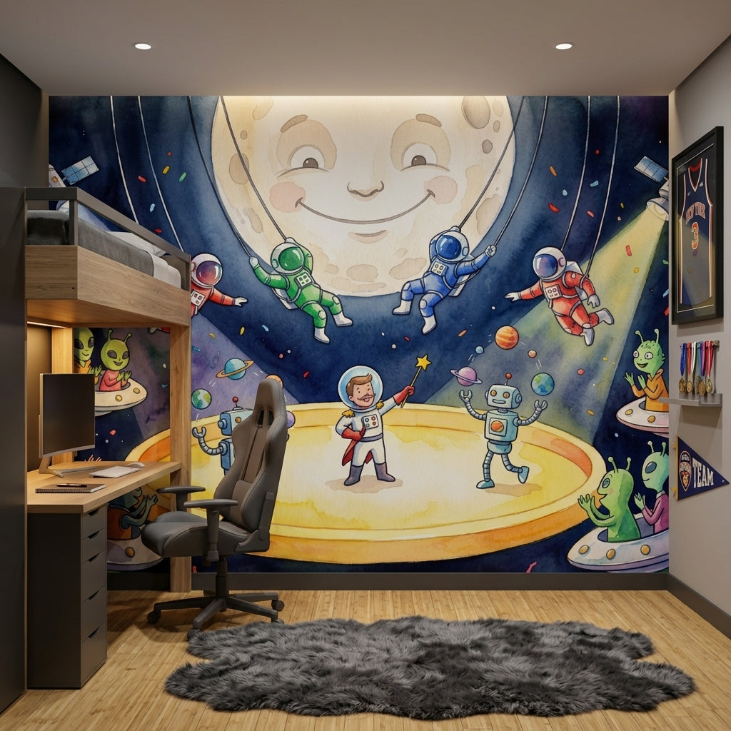 Uzay Astronotlu Poster Duvar Kağıdı Çocuk Odası Lacivert