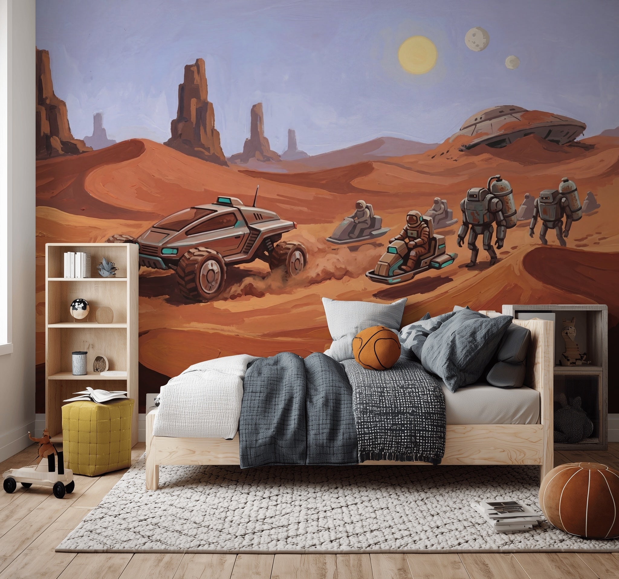 Mars Manzaralı Poster Duvar Kağıdı Uzay Temalı Çocuk Odası