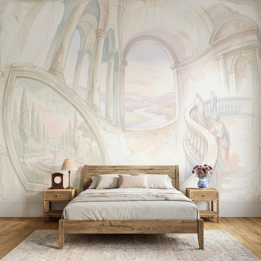 Klasik Mimari Manzaralı Poster Duvar Kağıdı Pastel Salon