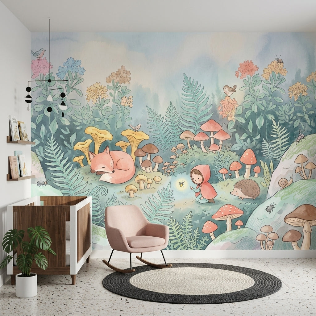 Orman Masalı Poster Duvar Kağıdı Çocuk Odası Pastel