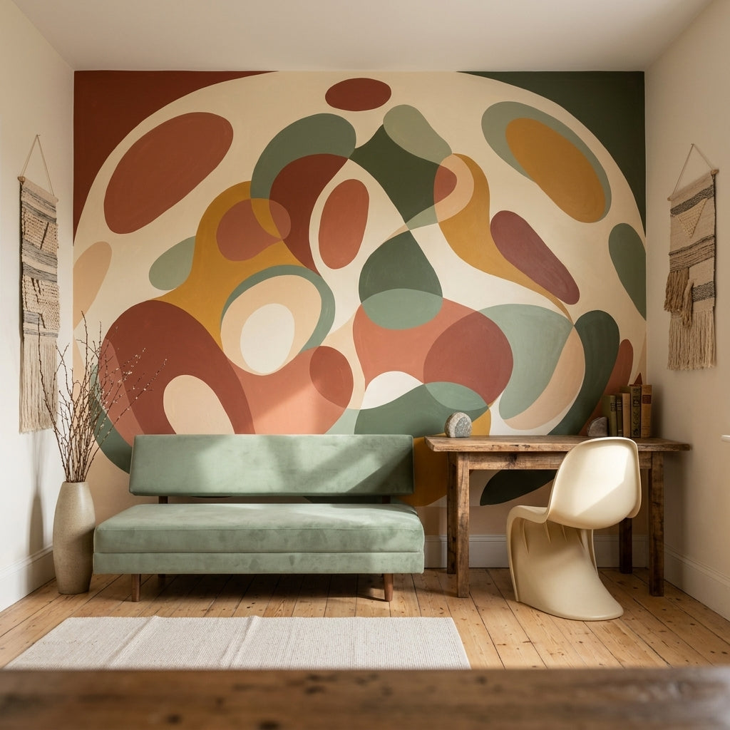 Renkli Soyut Şekilli Poster Duvar Kağıdı Modern Salon Dekoru