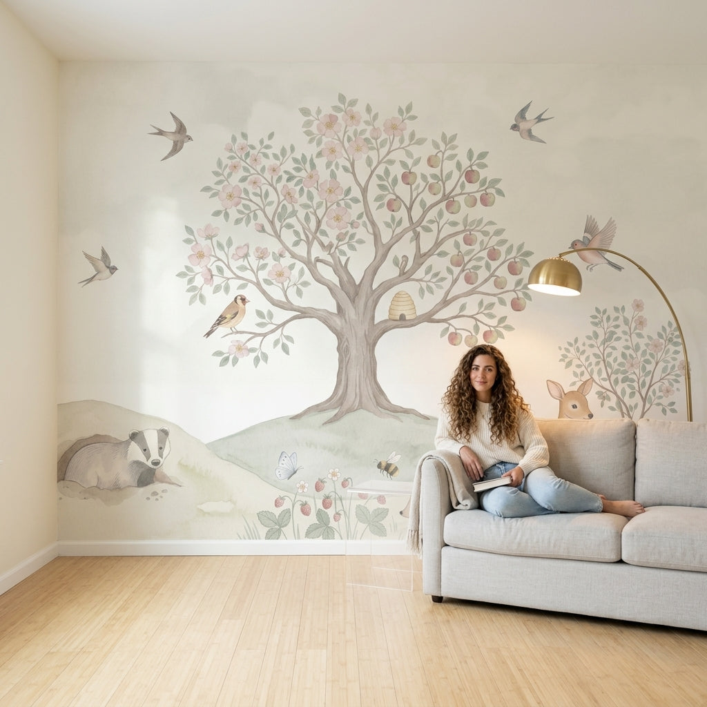 Orman Hayvanlı Poster Duvar Kağıdı Pastel Çocuk Odası