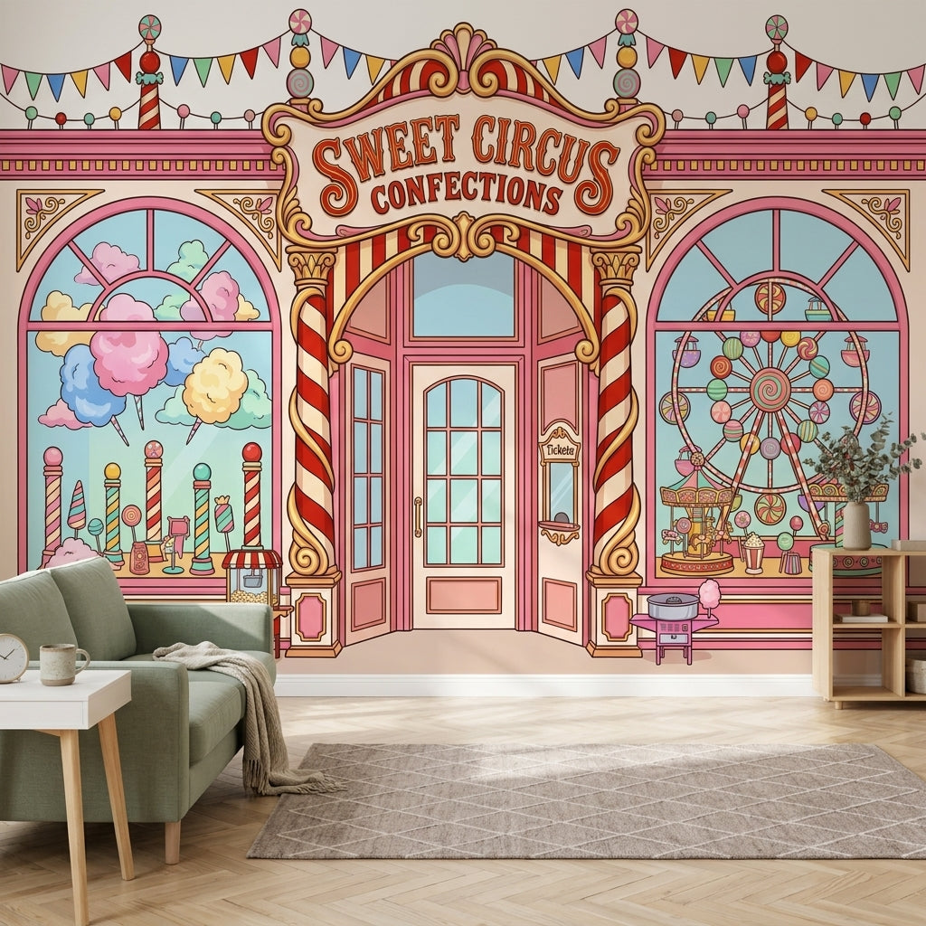 Şekerleme Sirk Temalı Poster Duvar Kağıdı Pastel Çocuk Odası