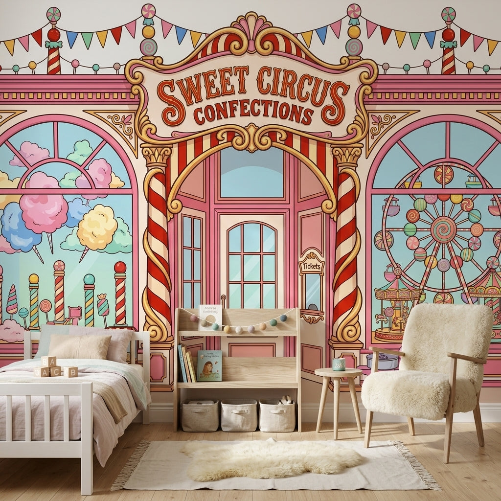 Şekerleme Sirk Temalı Poster Duvar Kağıdı Pastel Çocuk Odası