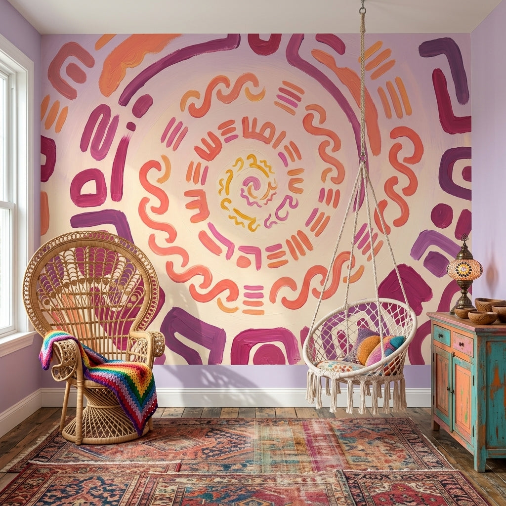 Renkli Soyut Spiral Poster Duvar Kağıdı Modern Salon Dekoru