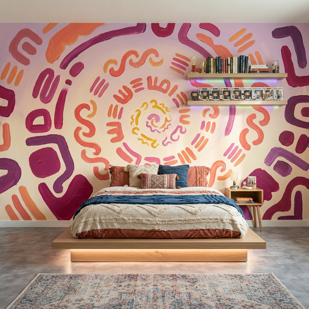 Renkli Soyut Spiral Poster Duvar Kağıdı Modern Salon Dekoru