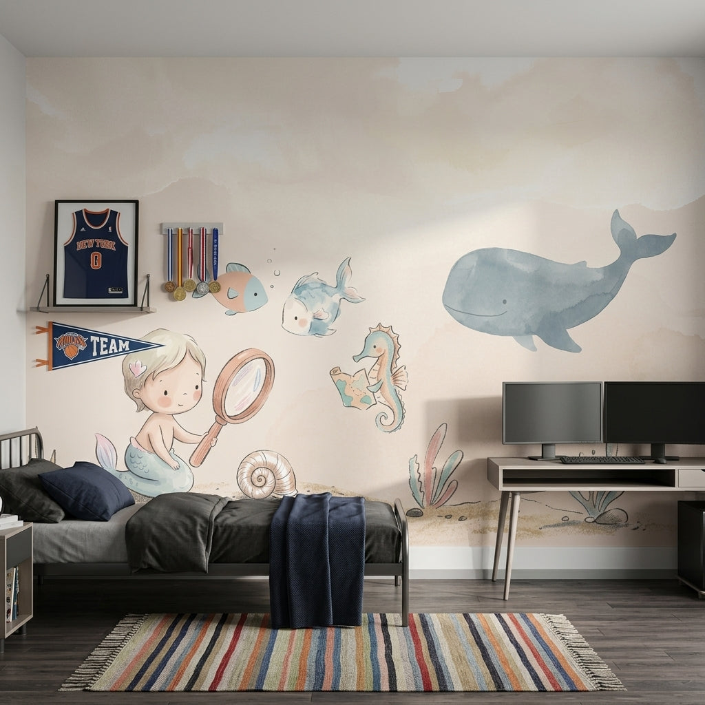 Deniz Canlıları Poster Duvar Kağıdı Pastel Bebek Odası