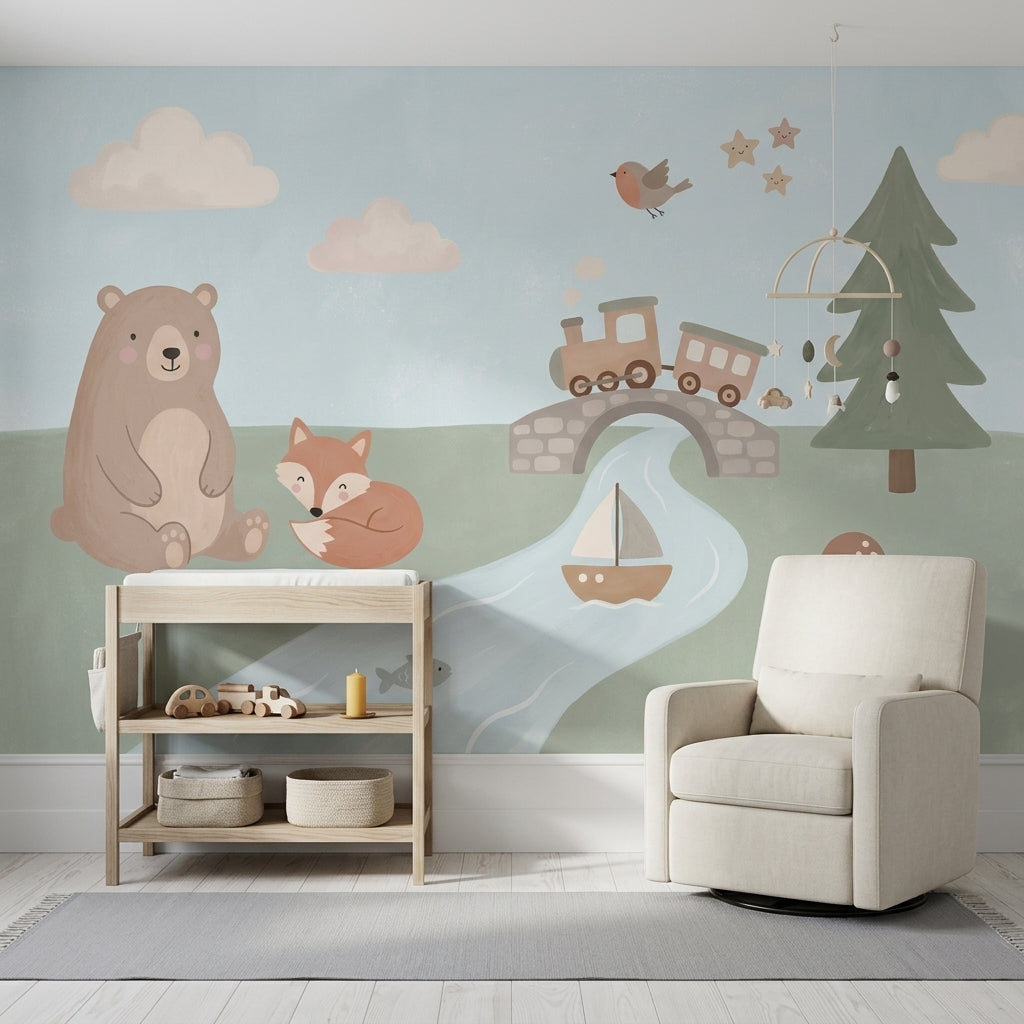 Sevimli Orman Hayvanları Poster Duvar Kağıdı Bebek Odası Pastel
