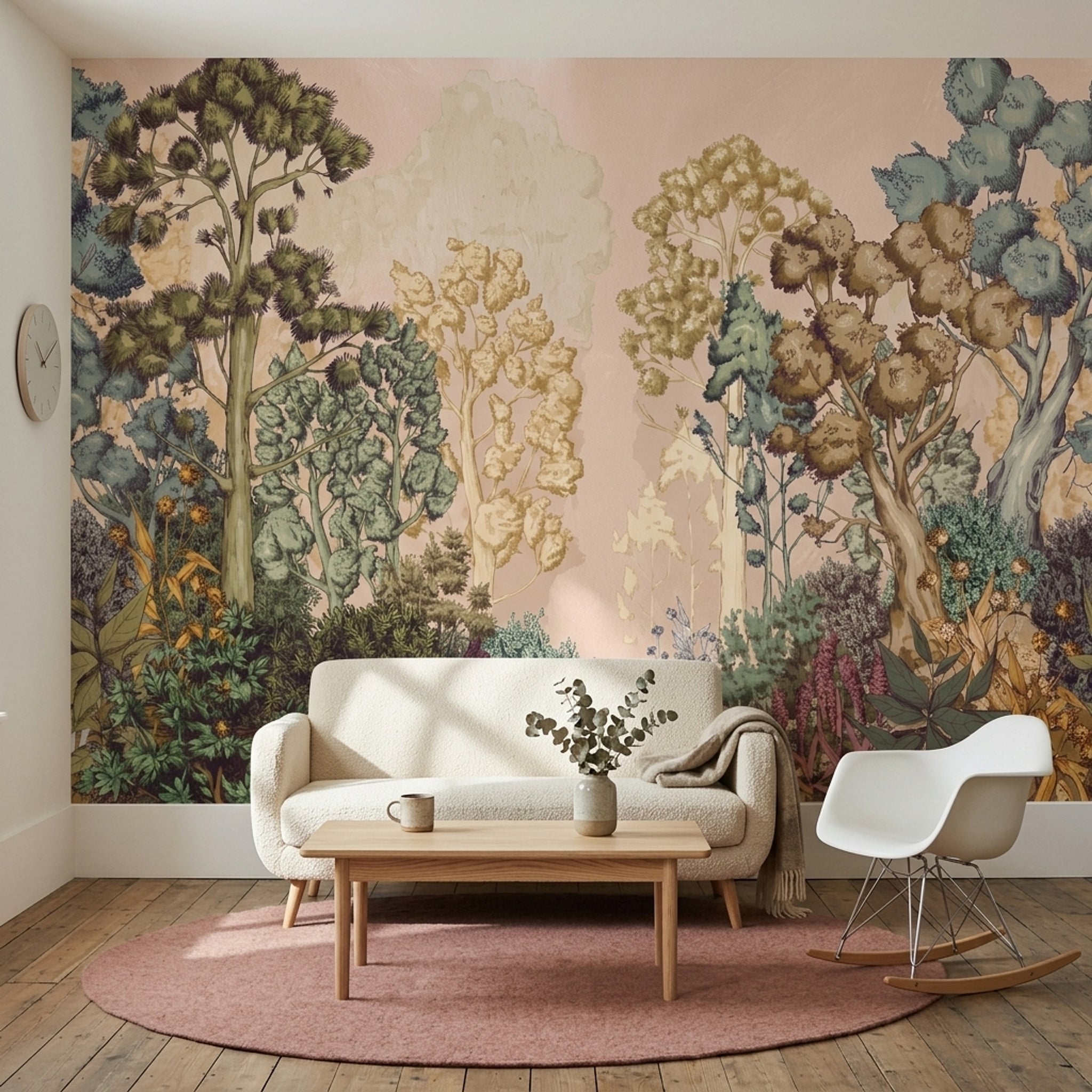 Orman Manzaralı Poster Duvar Kağıdı Pastel Yeşil Salon Dekoru