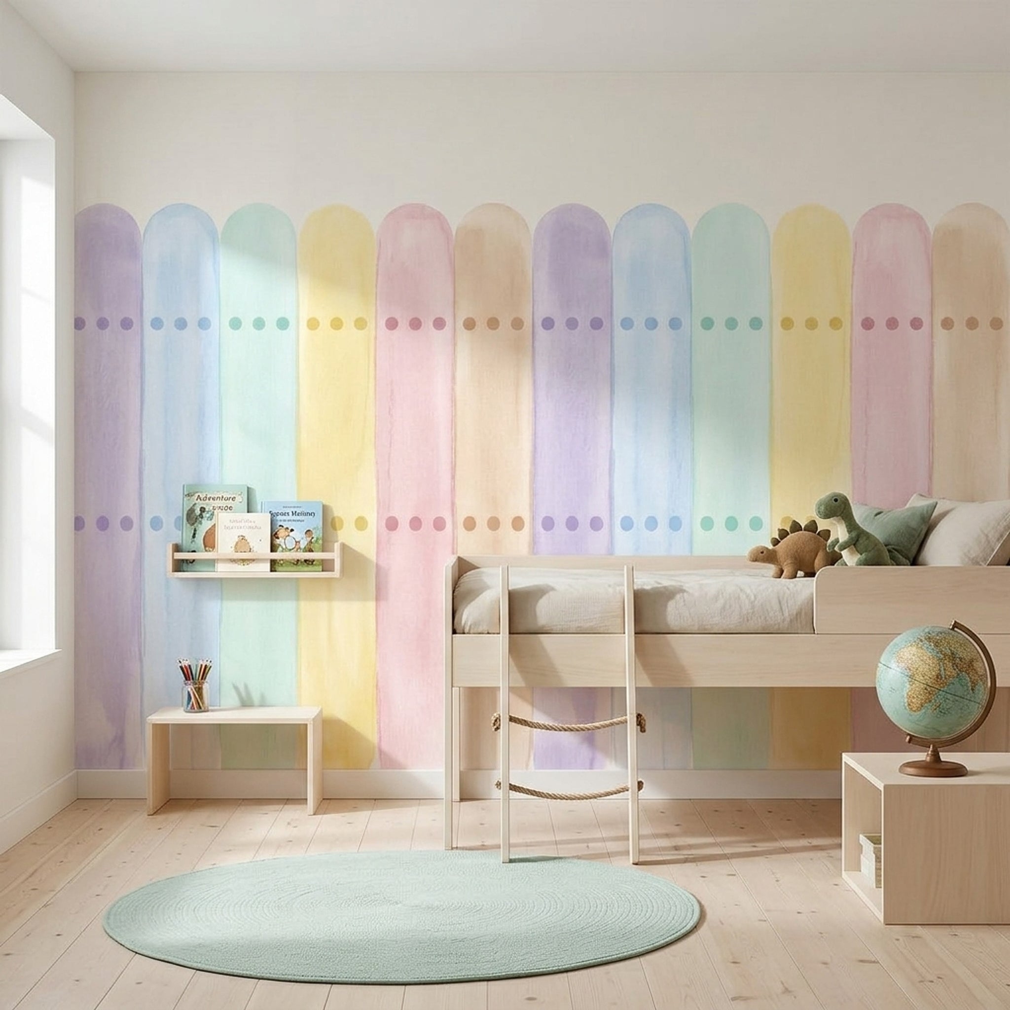 Pastel Renkli Kemer Desenli Poster Duvar Kağıdı Çocuk Odası