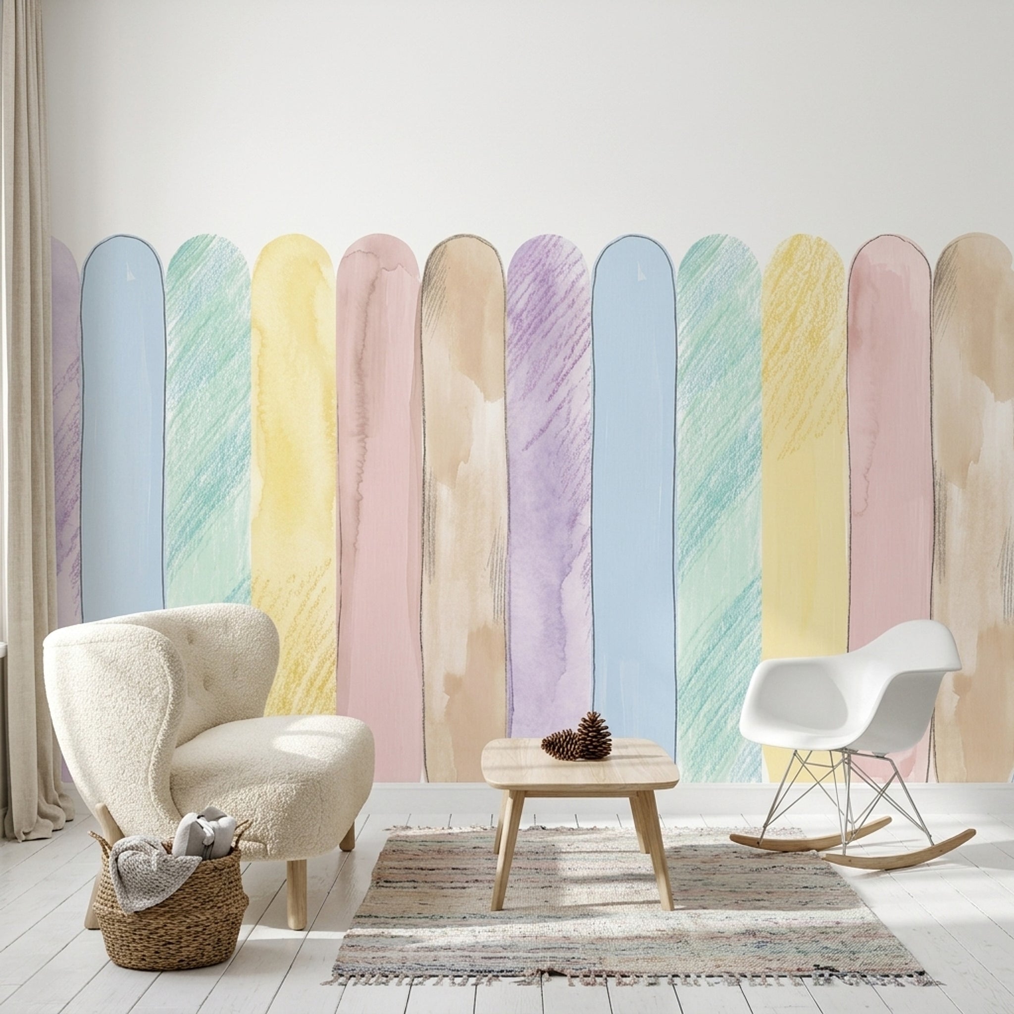 Pastel Renkli Kemer Şekilli Poster Duvar Kağıdı Çocuk Odası