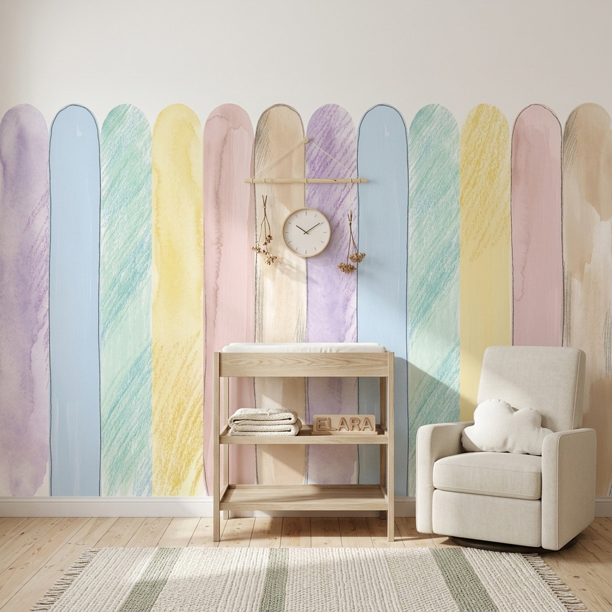 Pastel Renkli Kemer Şekilli Poster Duvar Kağıdı Çocuk Odası