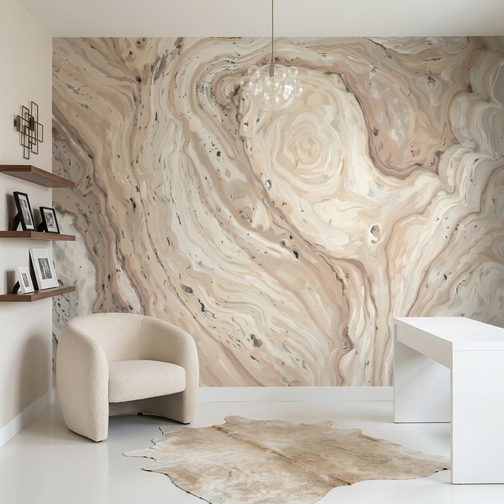 Bej Mermer Desenli Poster Duvar Kağıdı Modern Salon Duvarı