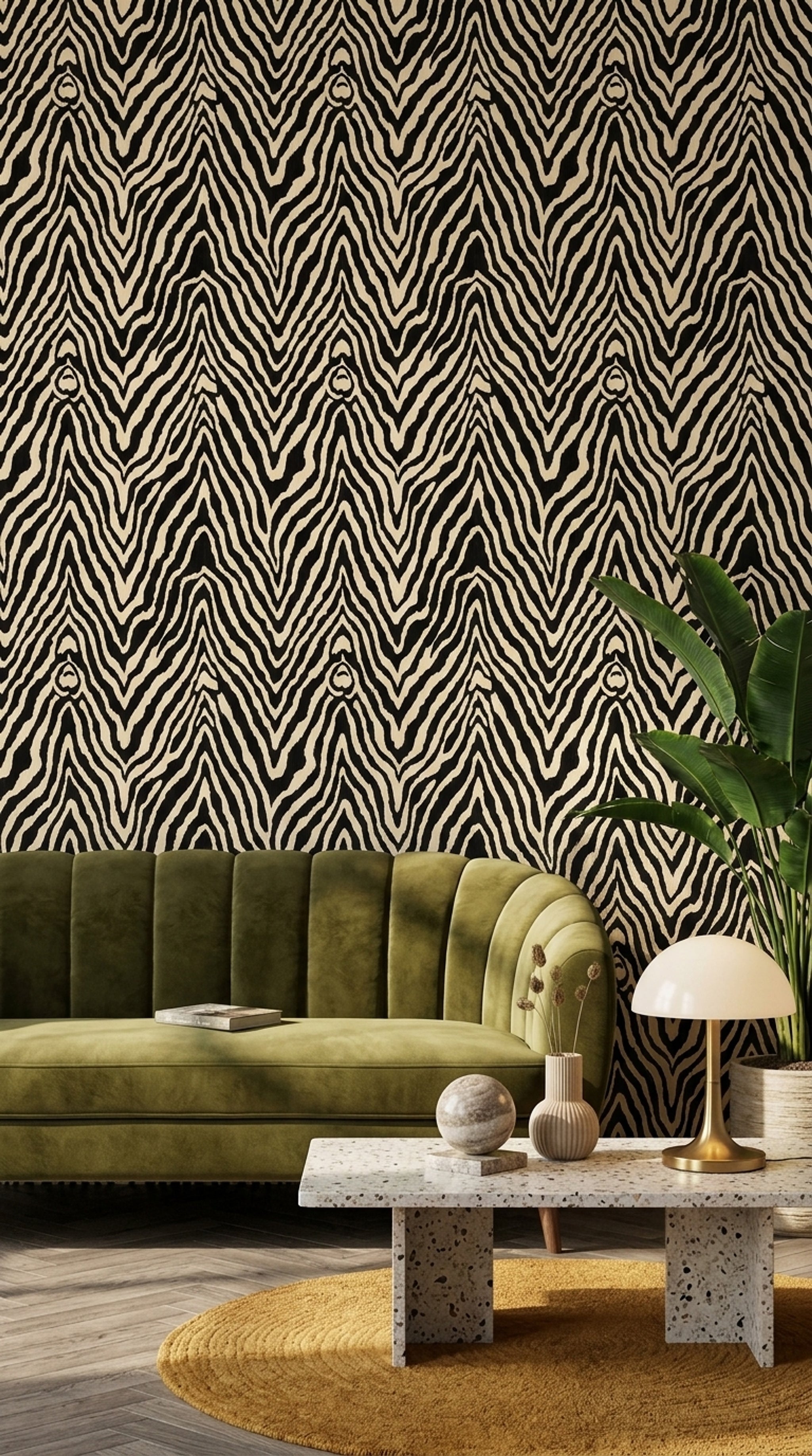 Zebra Desenli Duvar Kağıdı Siyah Beyaz Salon Dekoru