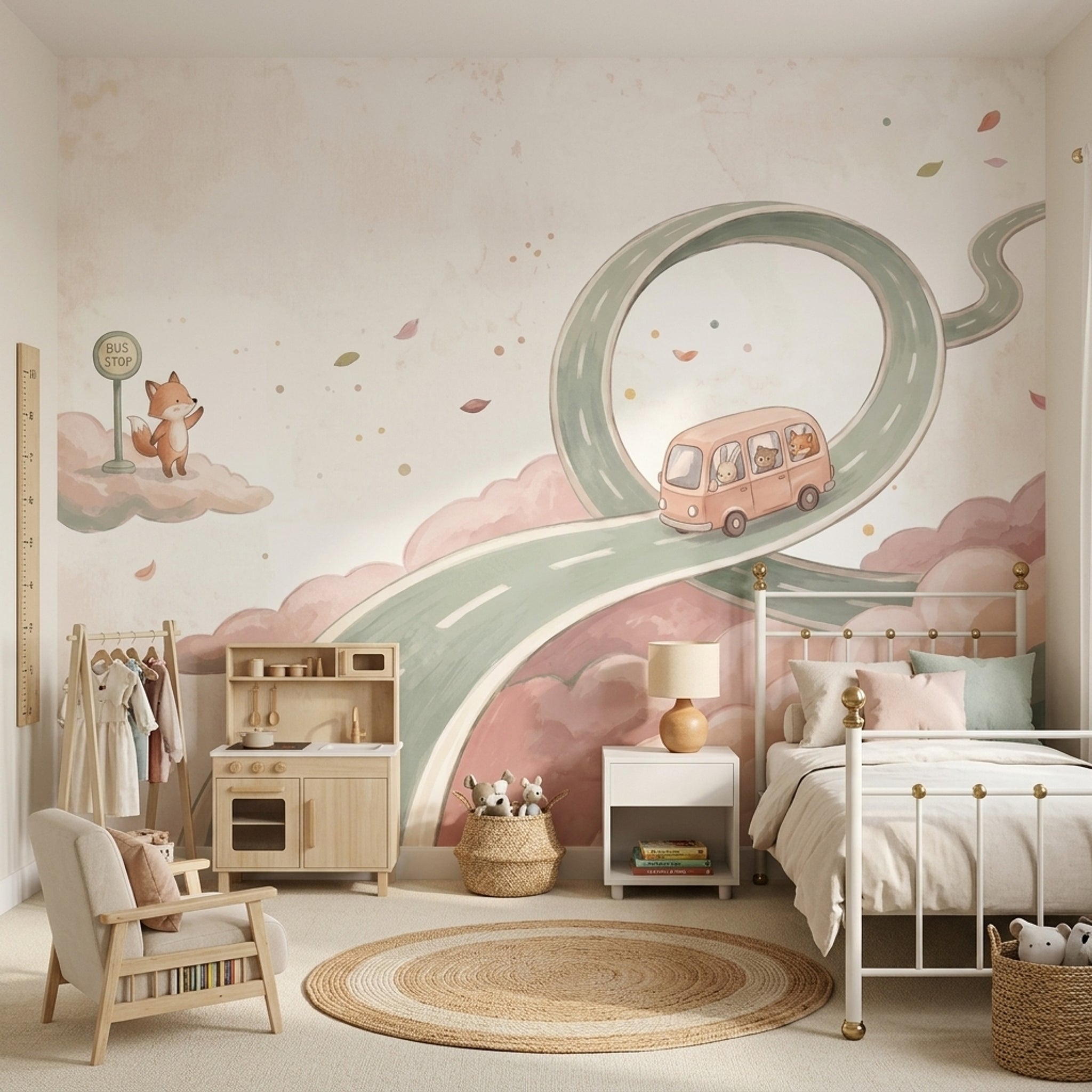 Bulutlar ve Uzay Temalı Poster Duvar Kağıdı Pastel Çocuk Odası