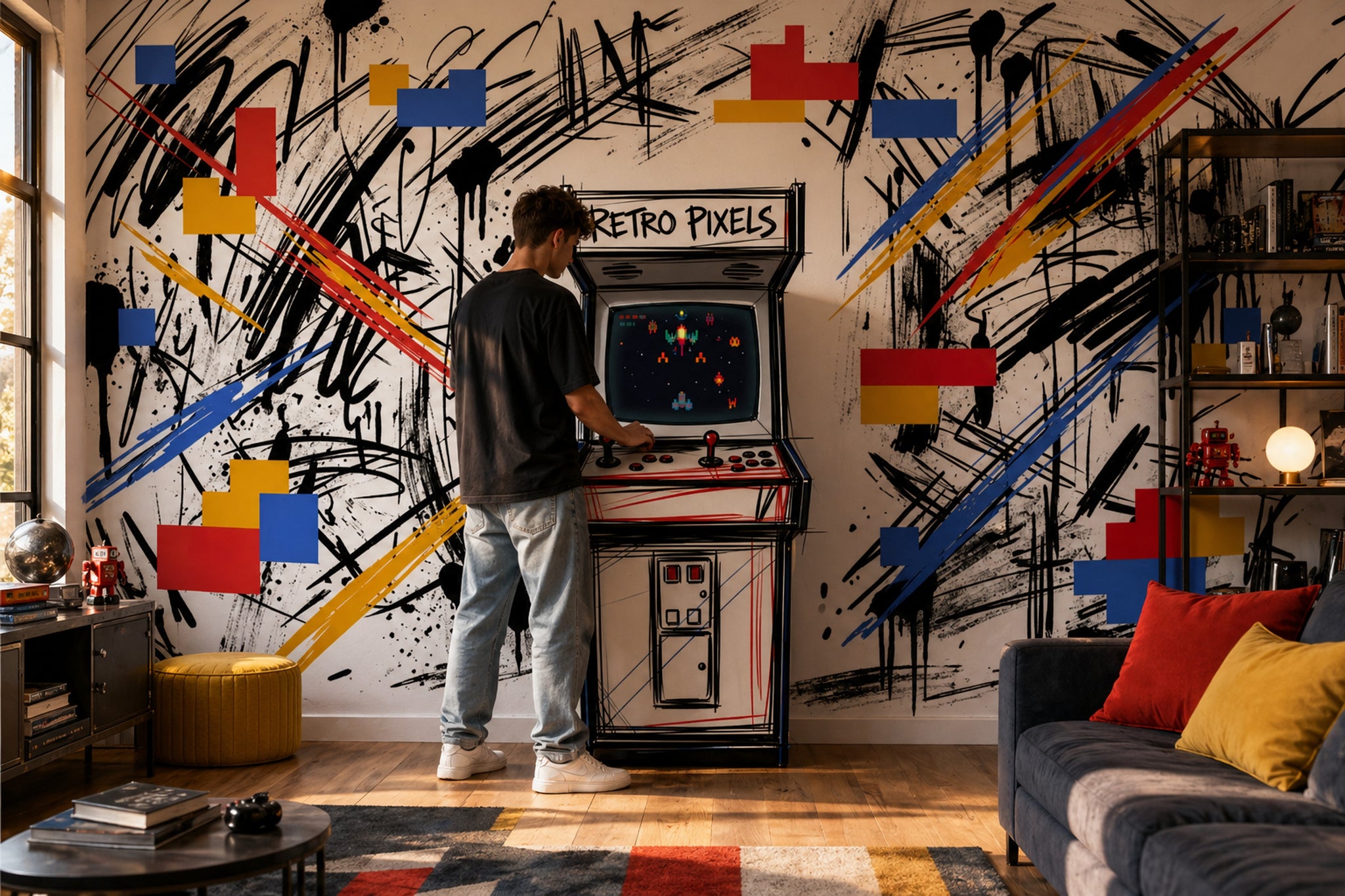 Retro Atari Oyun Makinesi Poster Duvar Kağıdı Genç Odası