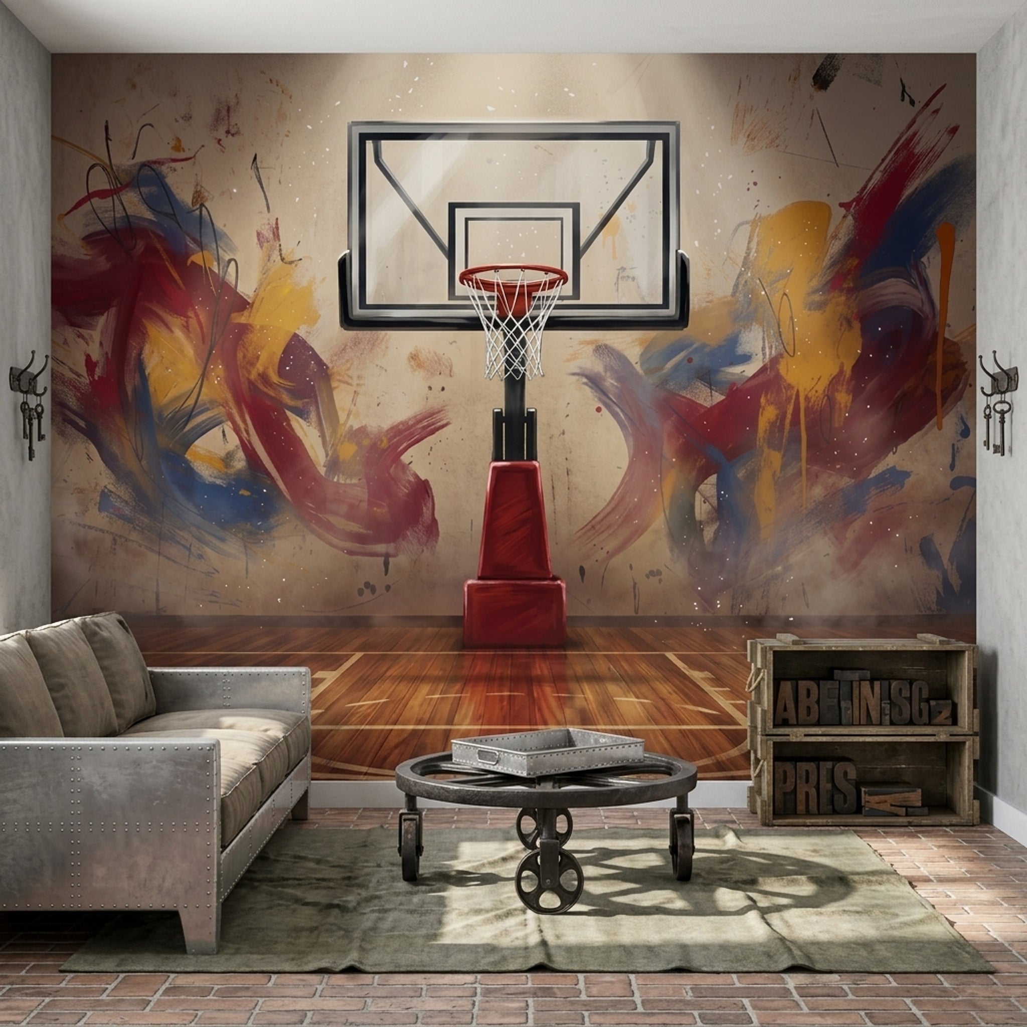Basketbol Potalı Soyut Poster Duvar Kağıdı Genç Odası Kırmızı