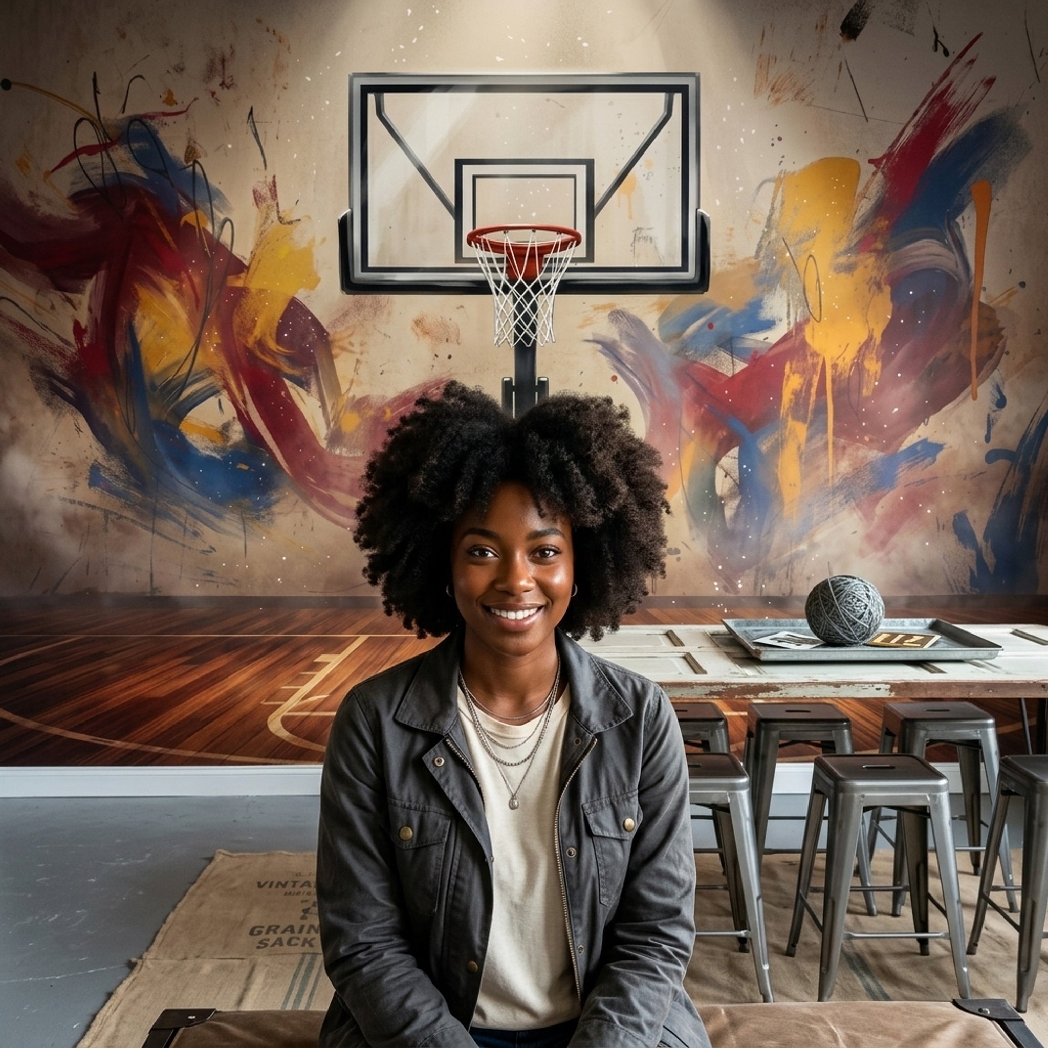 Basketbol Potalı Soyut Poster Duvar Kağıdı Genç Odası Kırmızı