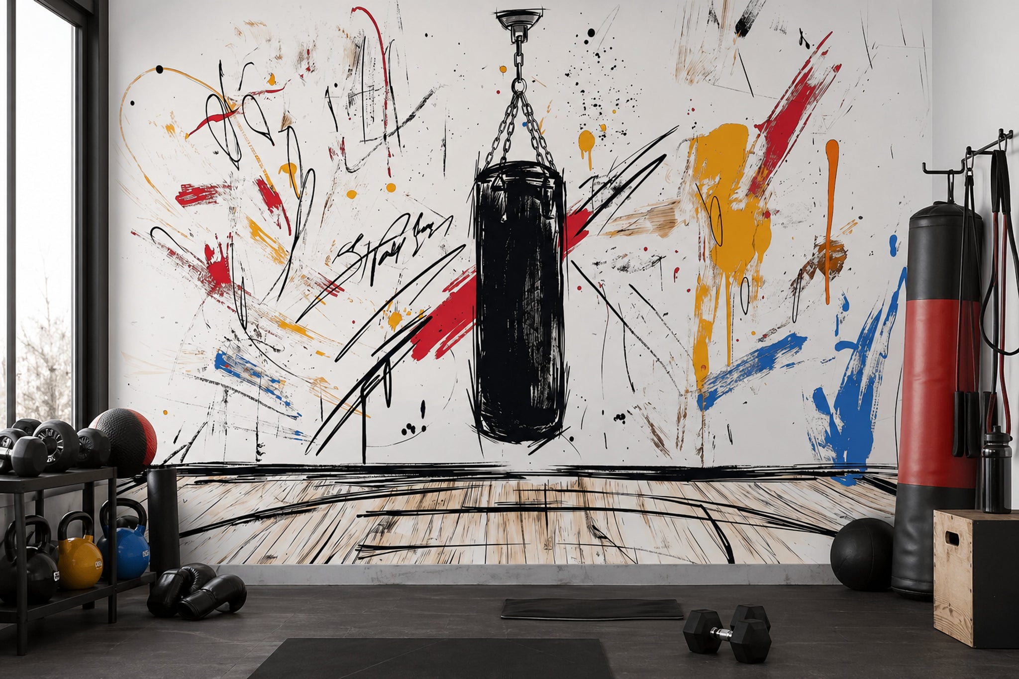 Boks Kum Torbalı Poster Duvar Kağıdı Soyut Grafiti Spor Salonu