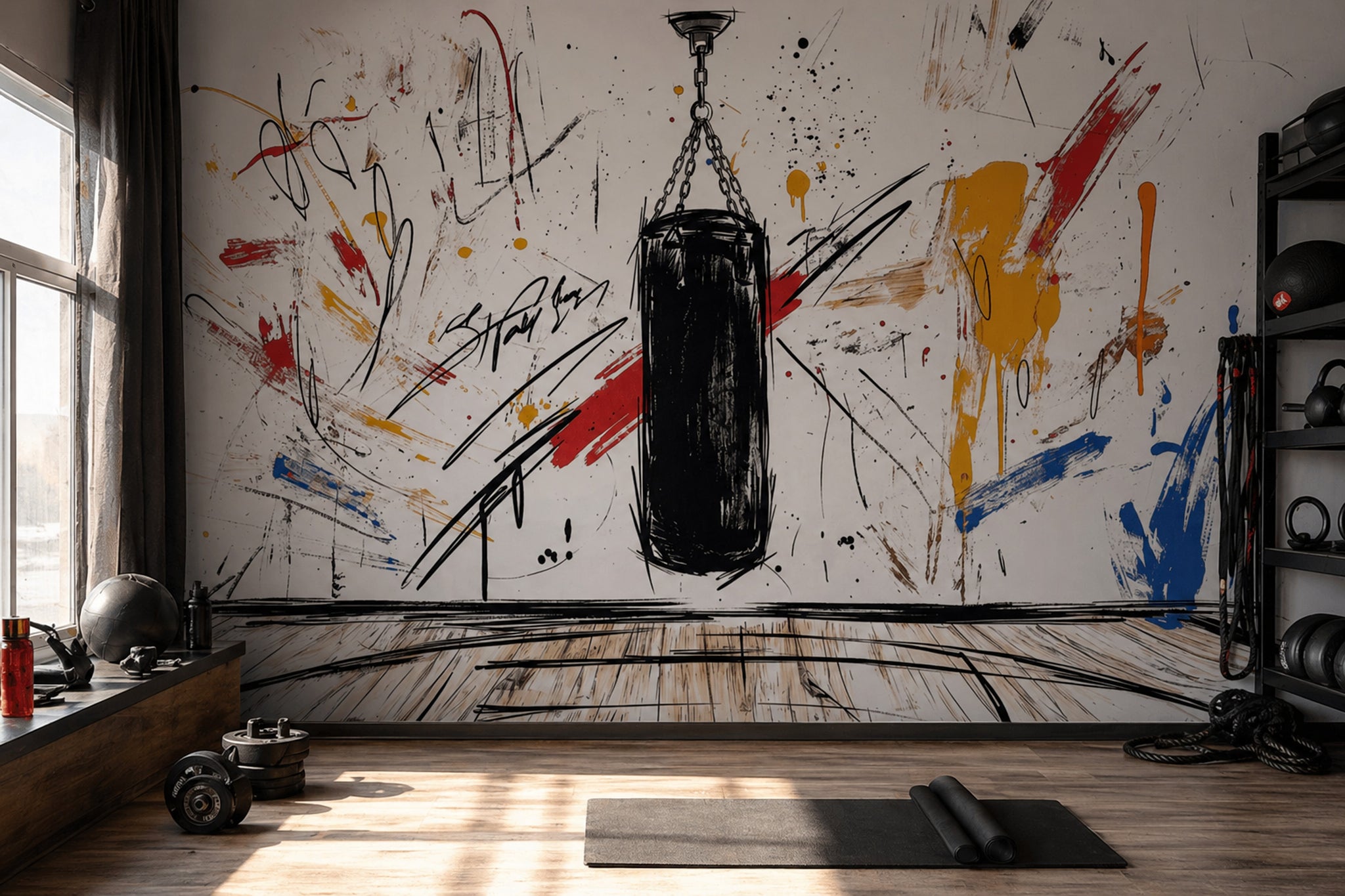 Boks Kum Torbalı Poster Duvar Kağıdı Soyut Grafiti Spor Salonu