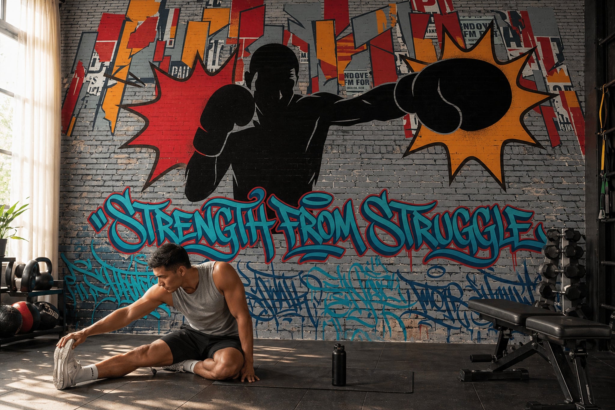 Boks Temalı Poster Duvar Kağıdı Grafiti Desenli Genç Odası