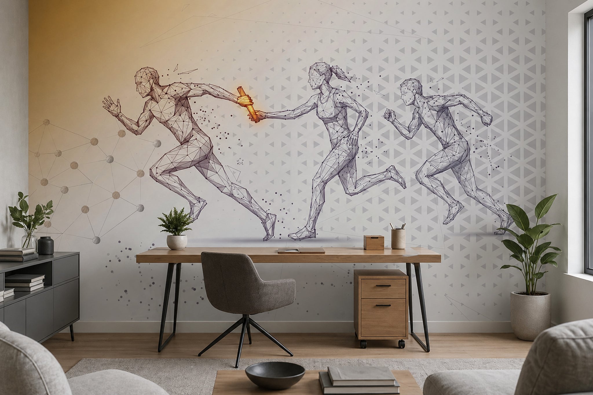 Koşu ve Bayrak Yarışı Poster Duvar Kağıdı Gri Spor