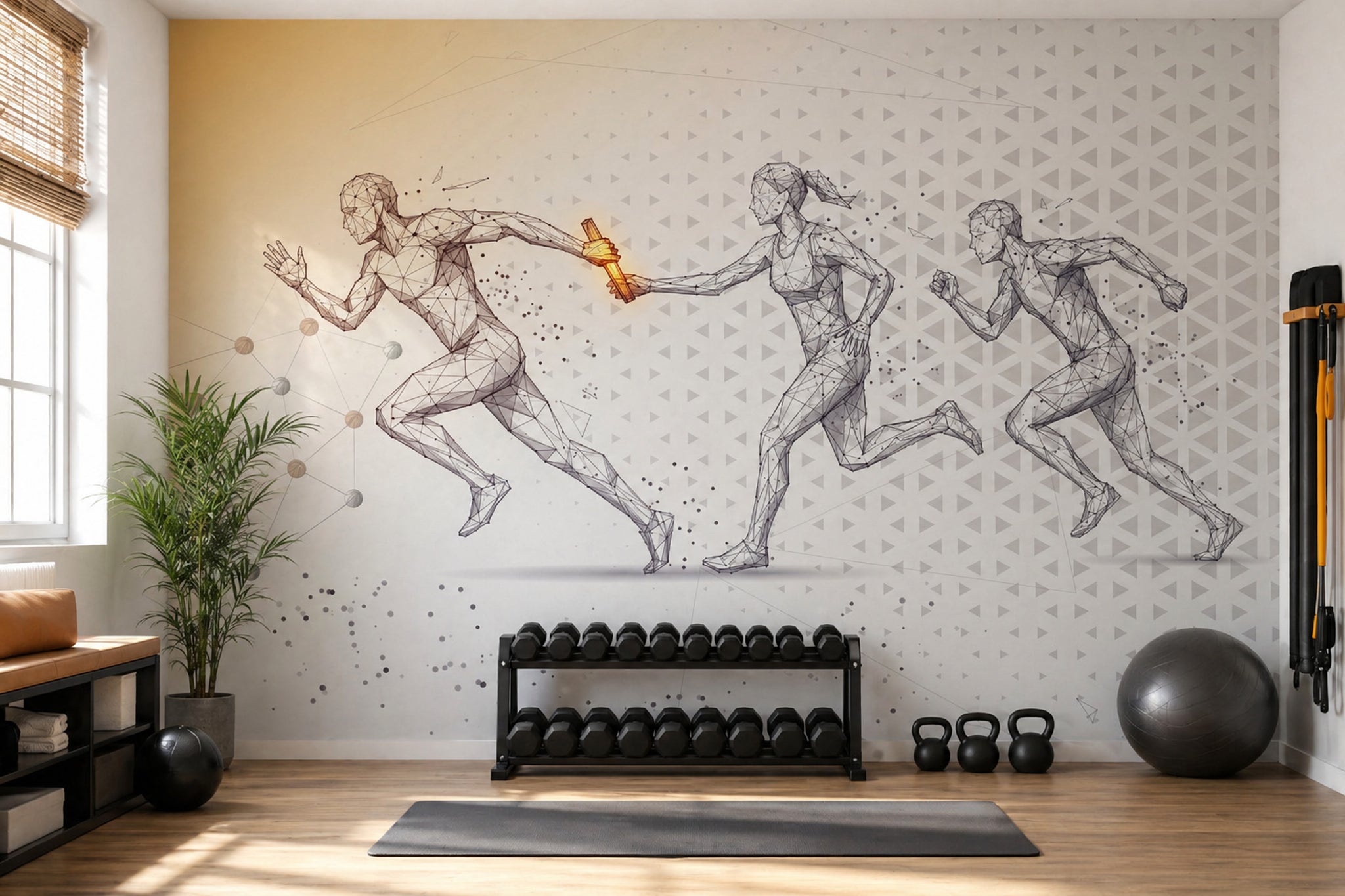 Koşu ve Bayrak Yarışı Poster Duvar Kağıdı Gri Spor