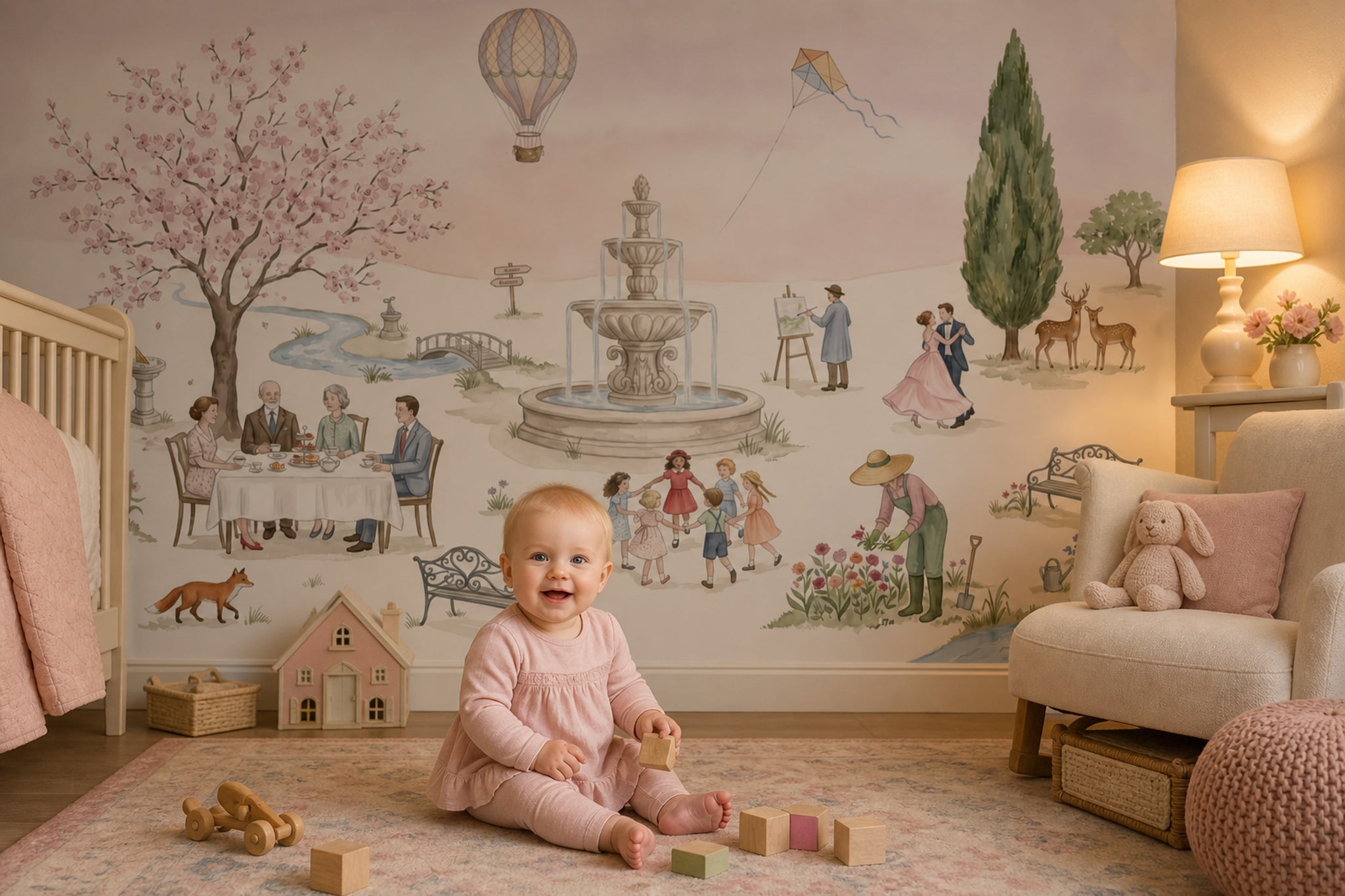 Masalsı Park Manzaralı Poster Duvar Kağıdı Pastel Çocuk Odası