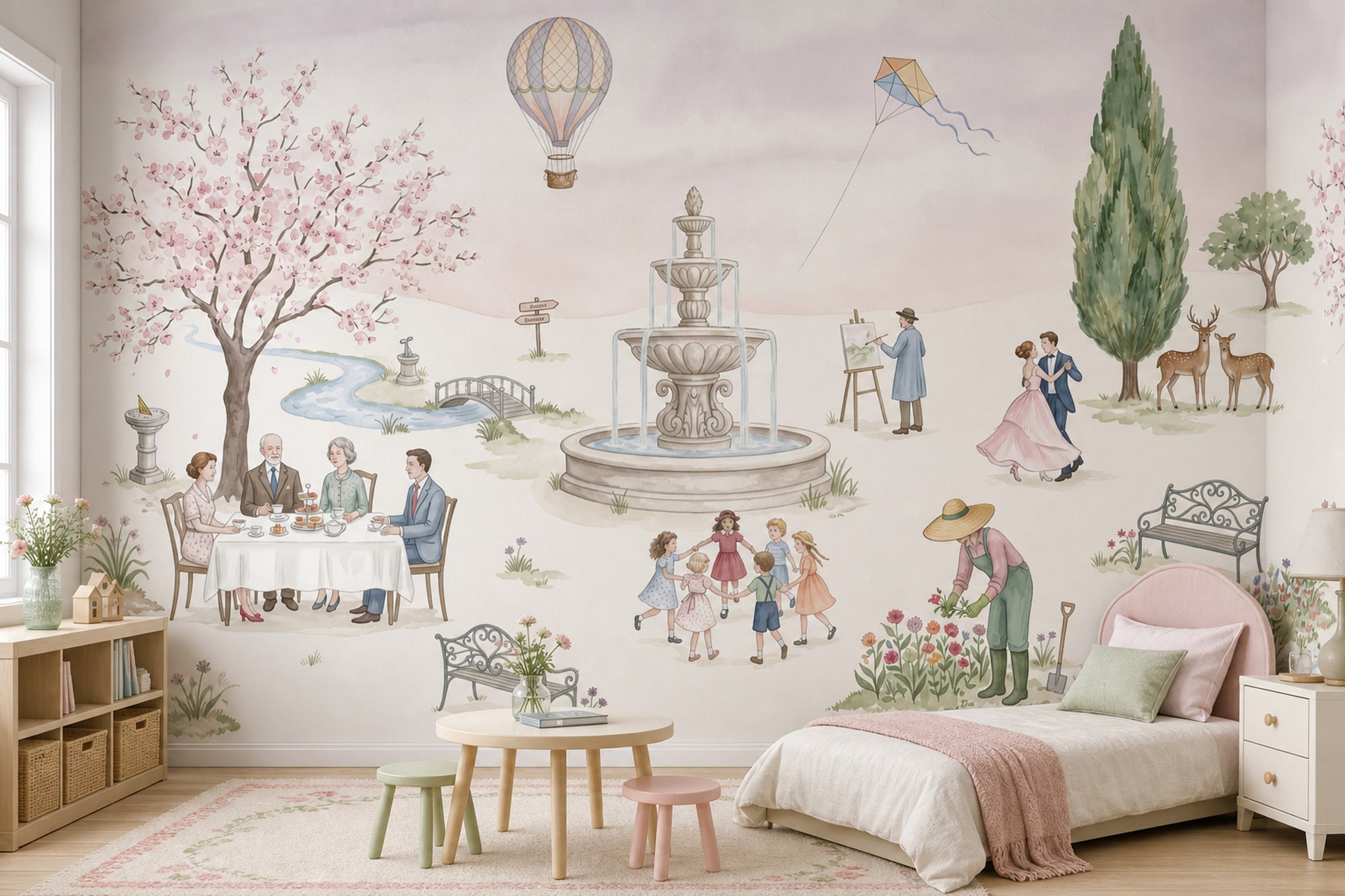 Masalsı Park Manzaralı Poster Duvar Kağıdı Pastel Çocuk Odası