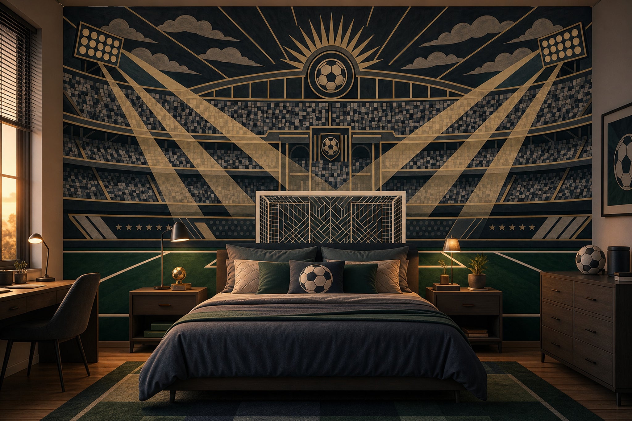 Futbol Stadyumu Poster Duvar Kağıdı Lacivert Spor Odası