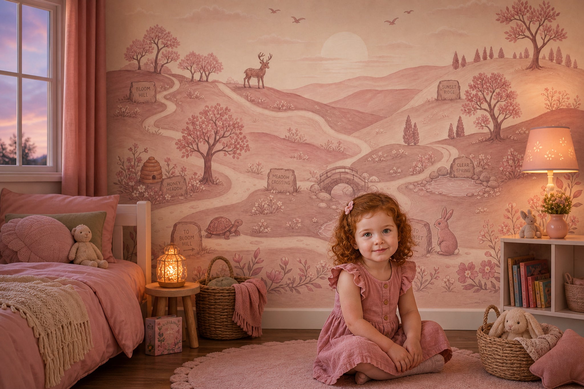 Pembe Masal Ormanı Poster Duvar Kağıdı Çocuk Odası