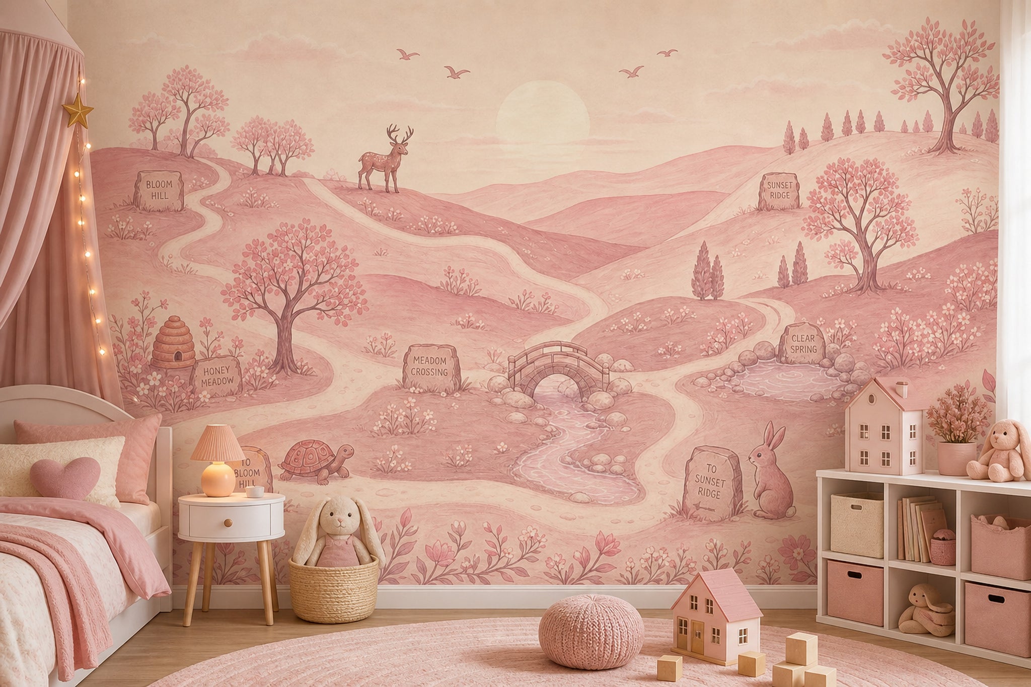 Pembe Masal Ormanı Poster Duvar Kağıdı Çocuk Odası