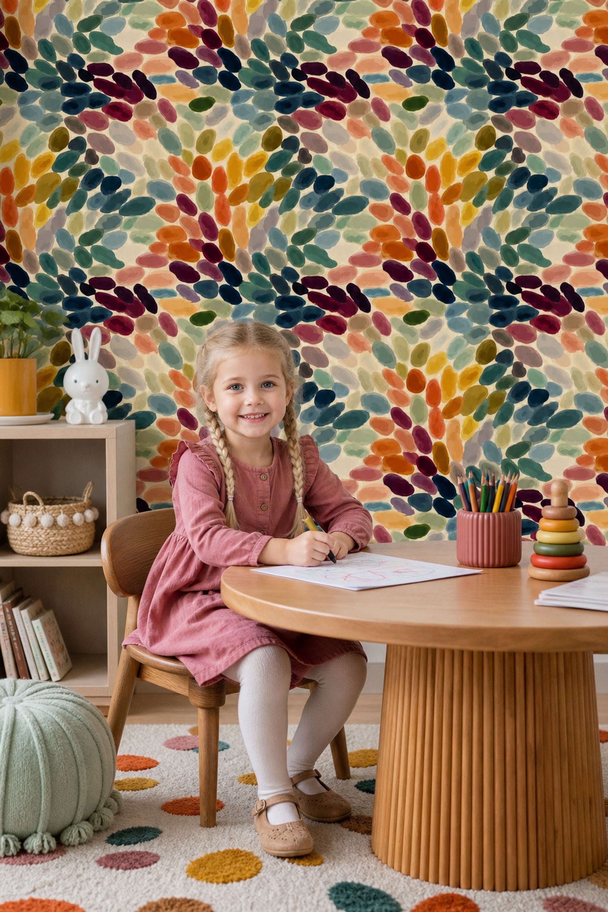 Renkli Yaprak Desenli Duvar Kağıdı Modern Salon Duvar Dekoru