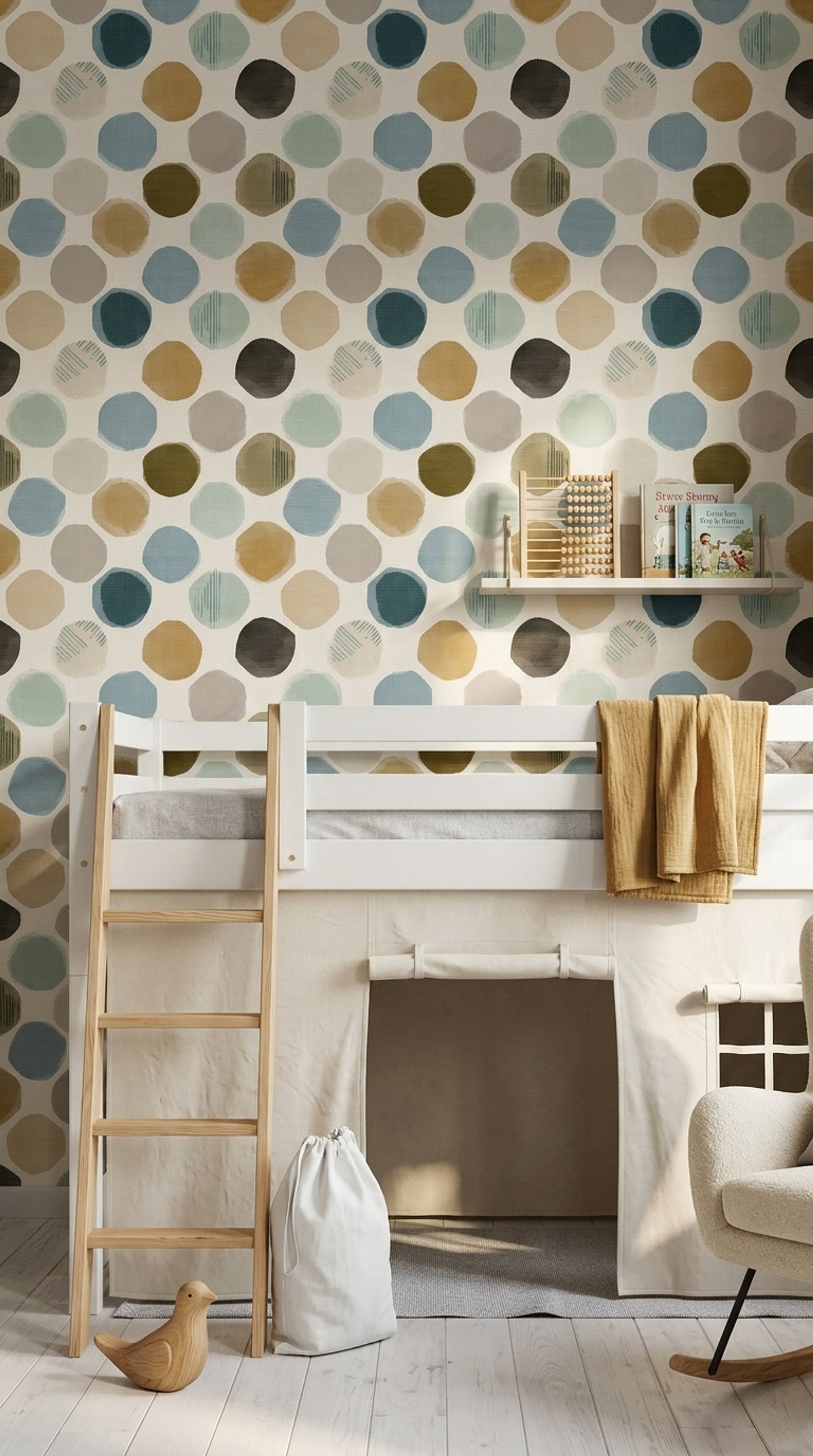 Renkli Benekli Duvar Kağıdı Modern Geometrik Salon