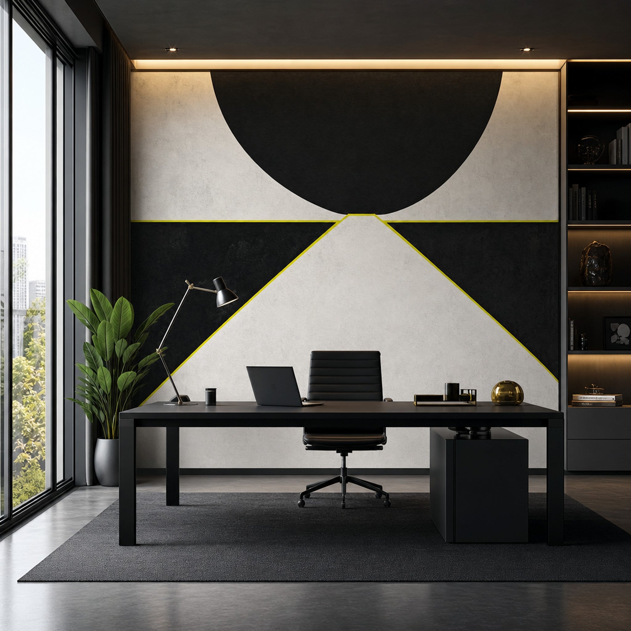 Siyah Gri Geometrik Poster Duvar Kağıdı Modern Salon Duvarı