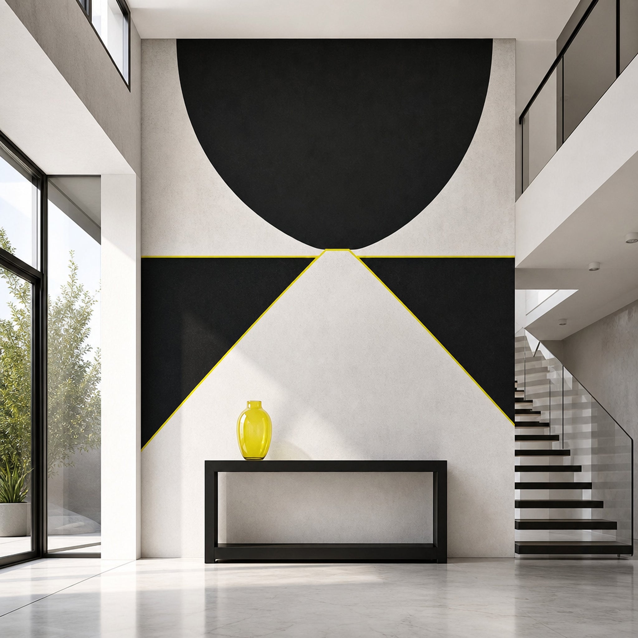 Siyah Gri Geometrik Poster Duvar Kağıdı Modern Salon Duvarı