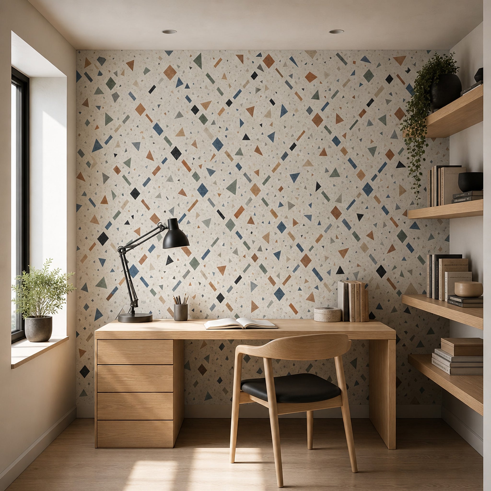 Terrazzo Desenli Poster Duvar Kağıdı Bej Mutfak Duvar Dekoru