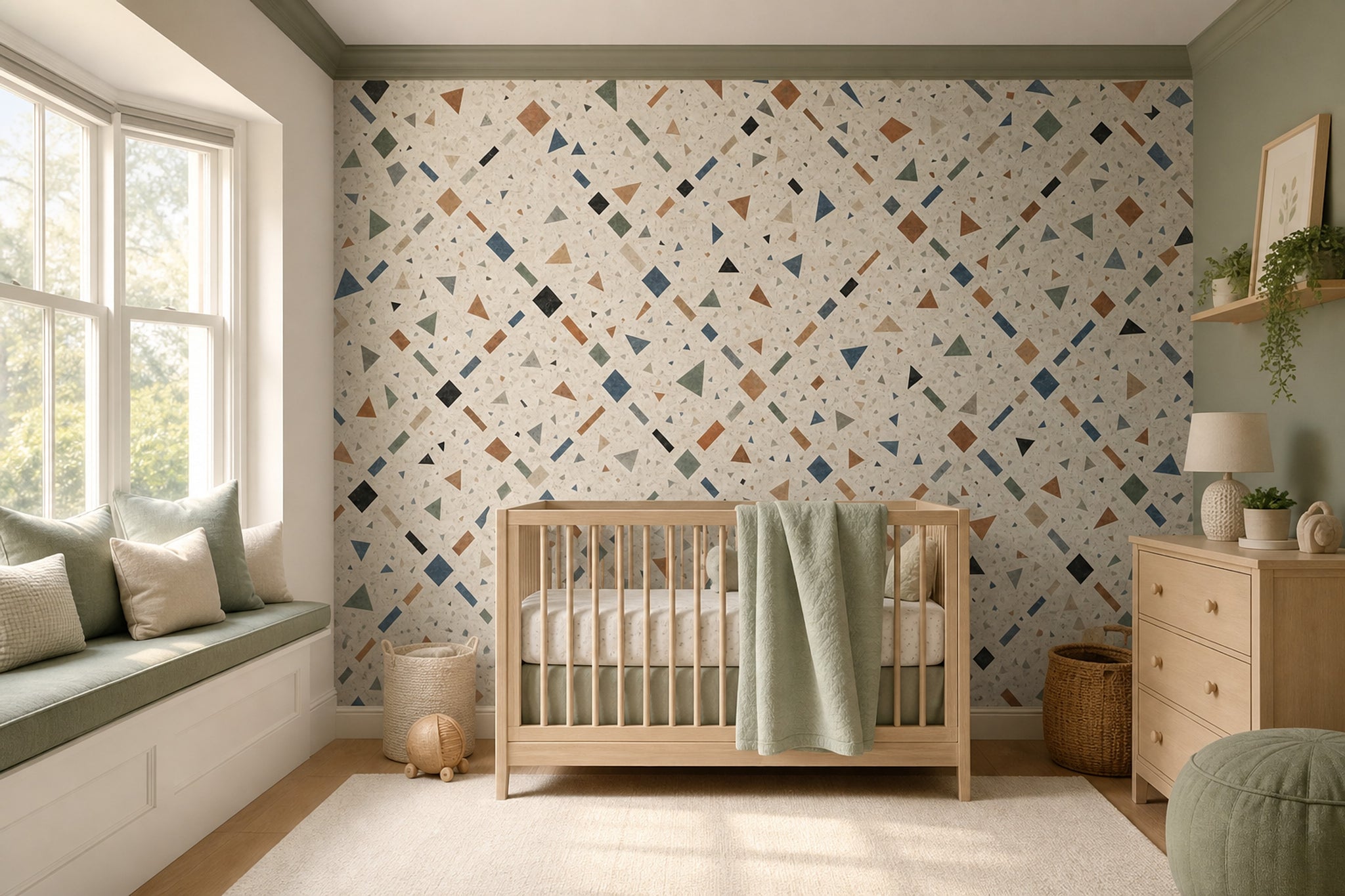 Terrazzo Desenli Poster Duvar Kağıdı Bej Mutfak Duvar Dekoru