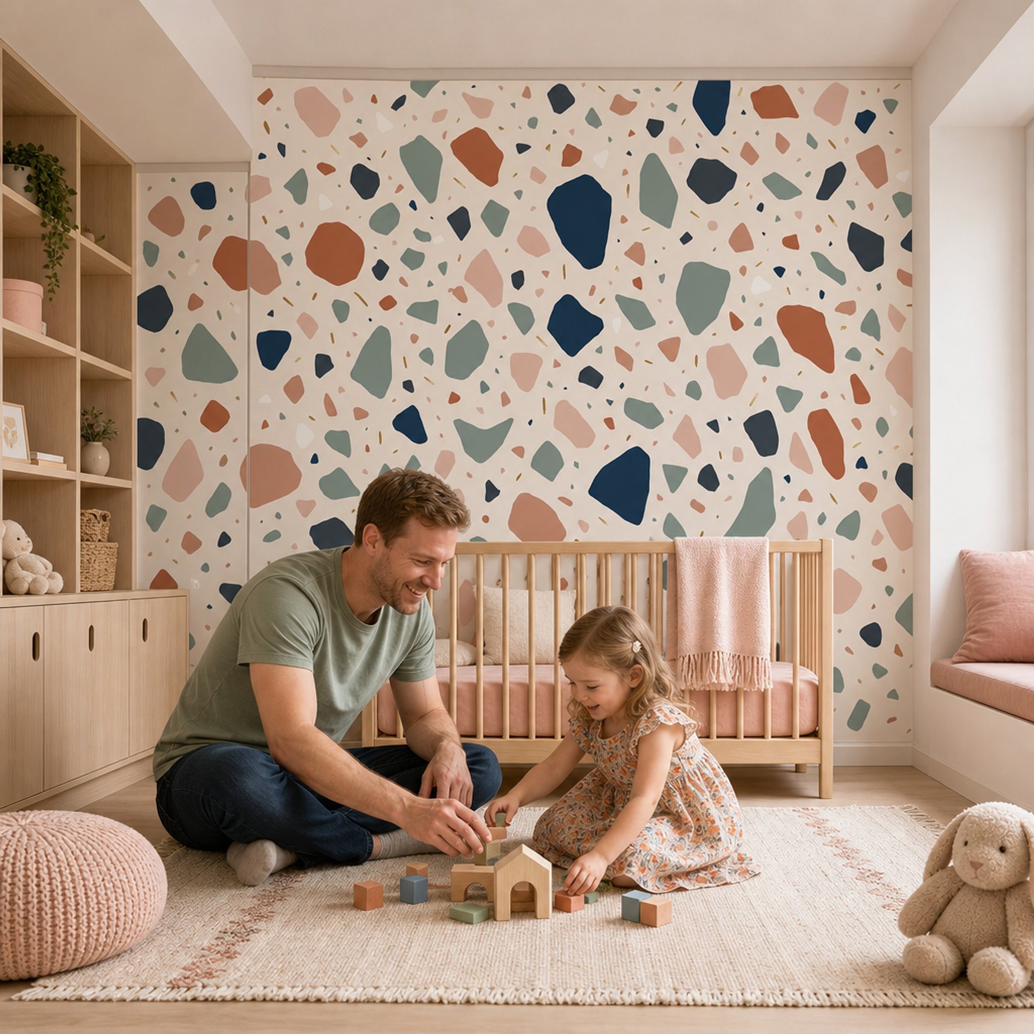 Terrazzo Desenli Poster Duvar Kağıdı Renkli Modern Salon
