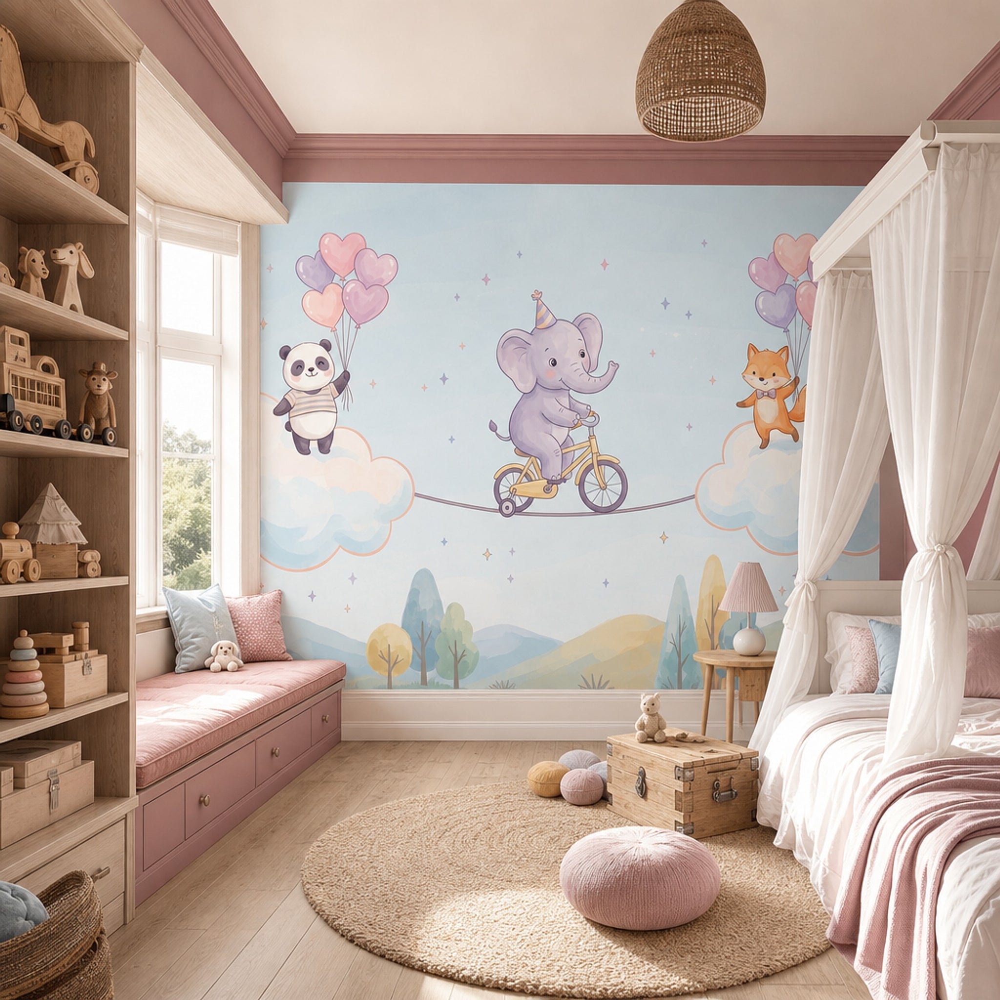Balonlu Hayvanlar Poster Duvar Kağıdı Pastel Çocuk Odası