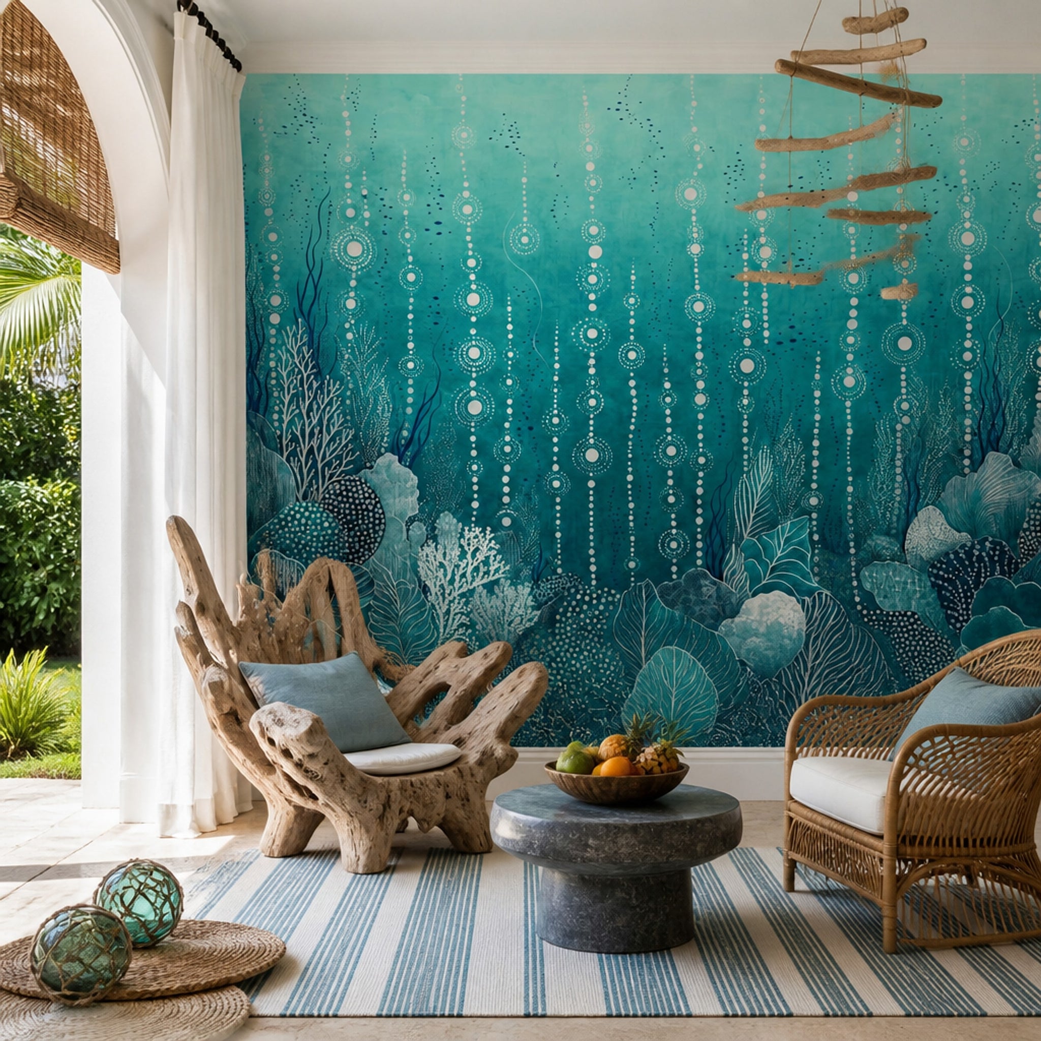 Denizaltı Mercanlı Poster Duvar Kağıdı Turkuaz Modern Salon