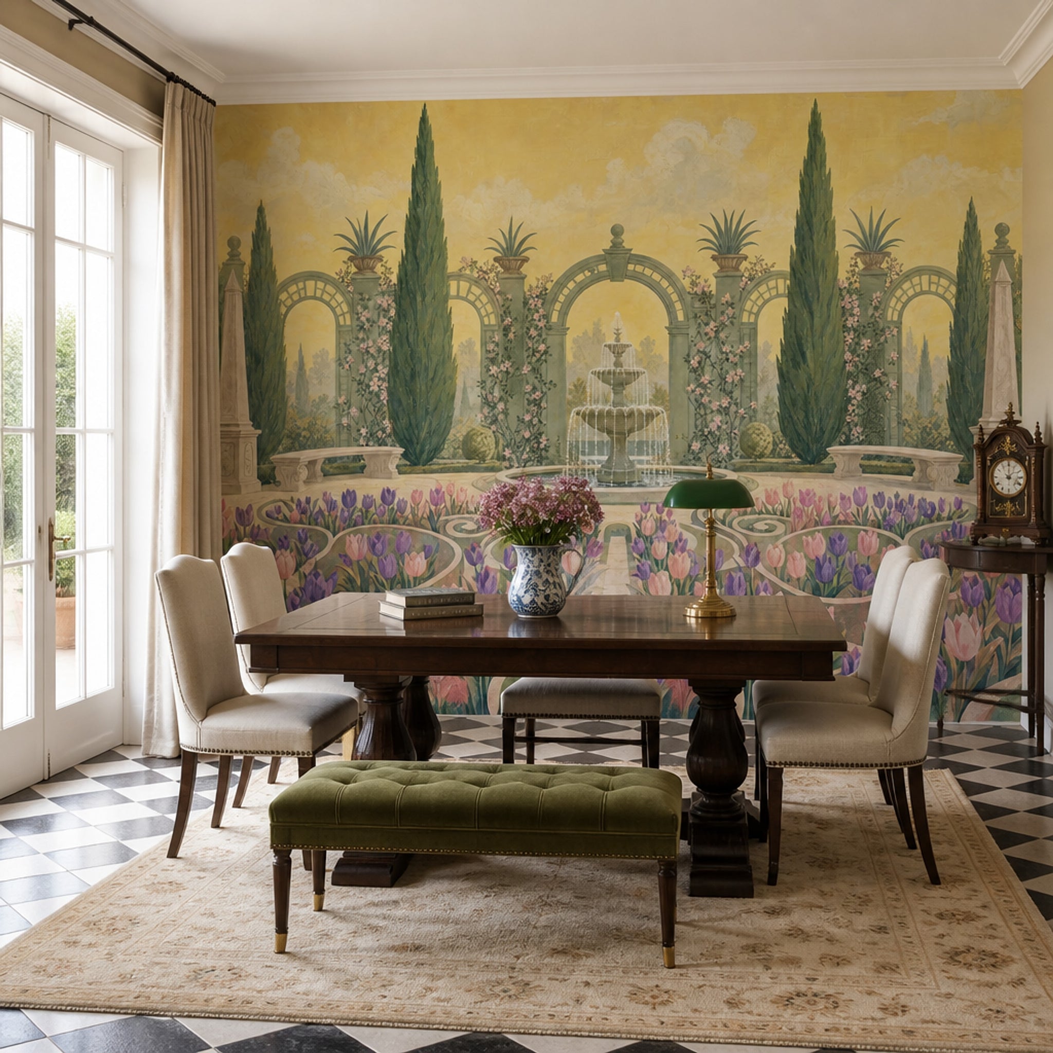 Lale Bahçesi Manzaralı Poster Duvar Kağıdı Klasik Salon Dekoru