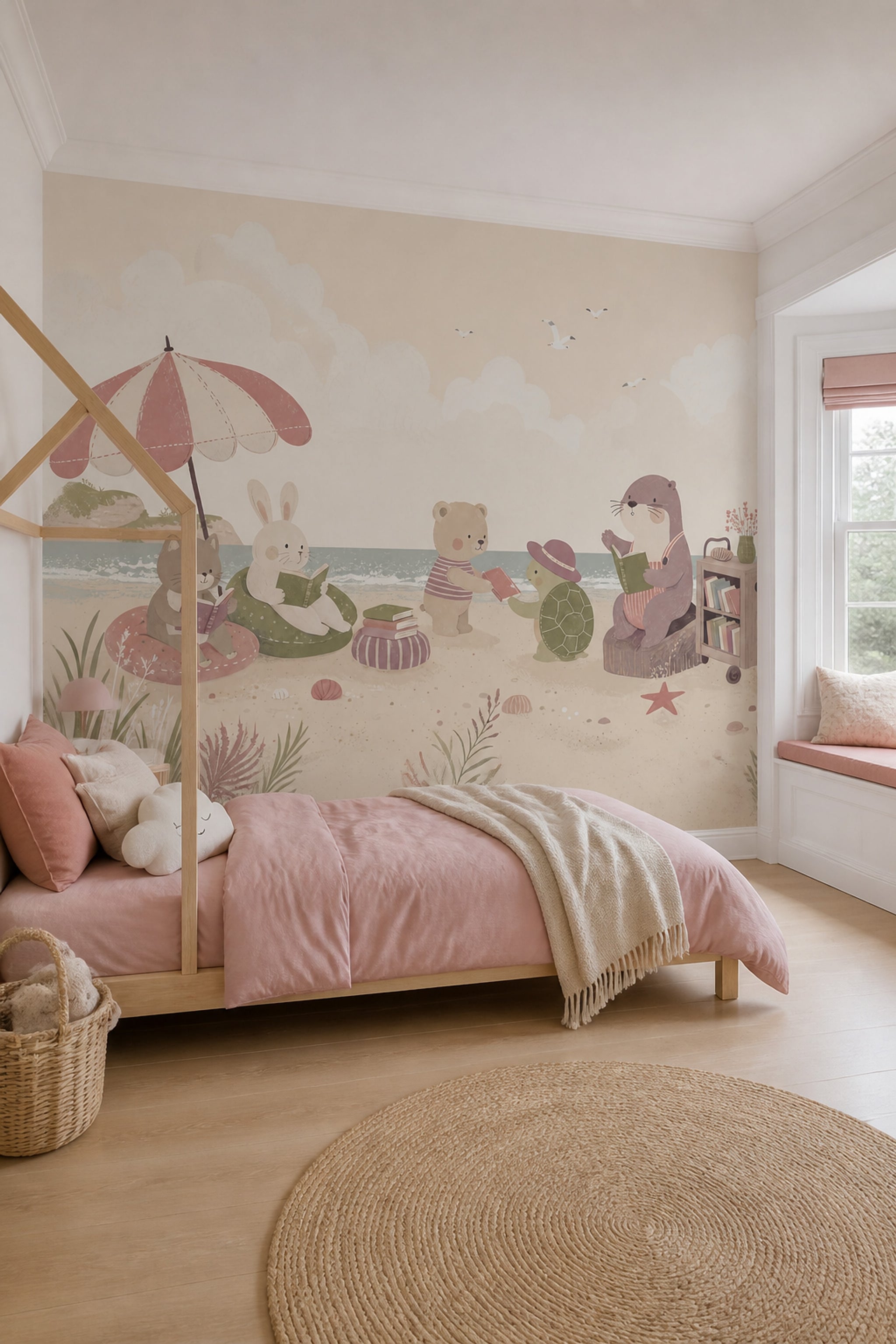 Sahil Masalı Hayvanlı Poster Duvar Kağıdı Pastel Çocuk Odası