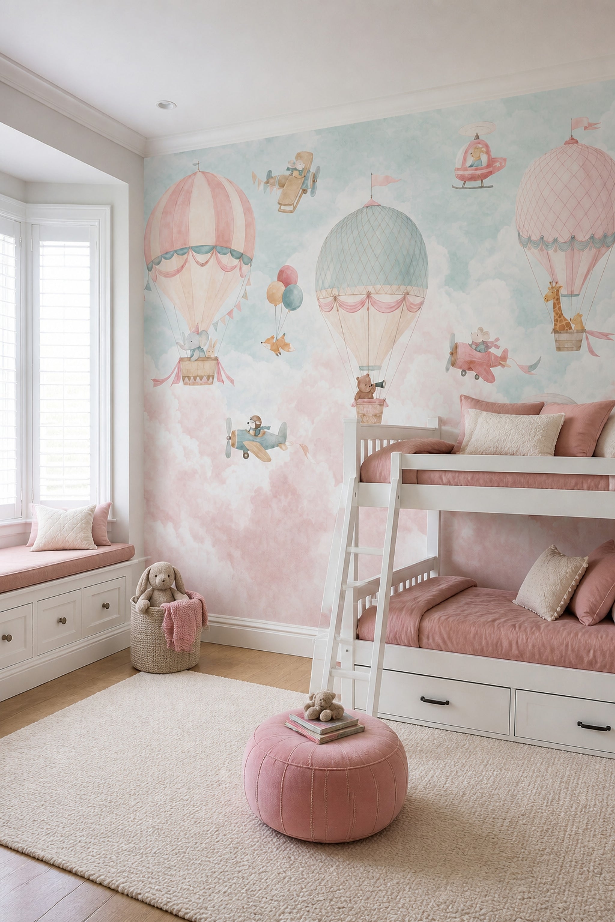 Sıcak Hava Balonlu Poster Duvar Kağıdı Pastel Çocuk Odası