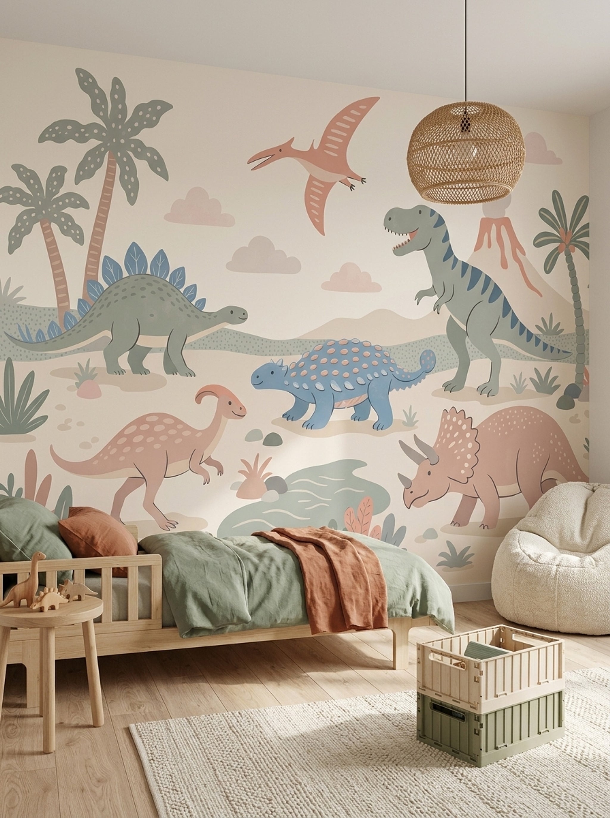 Sevimli Dinozor Poster Duvar Kağıdı Pastel Çocuk Odası