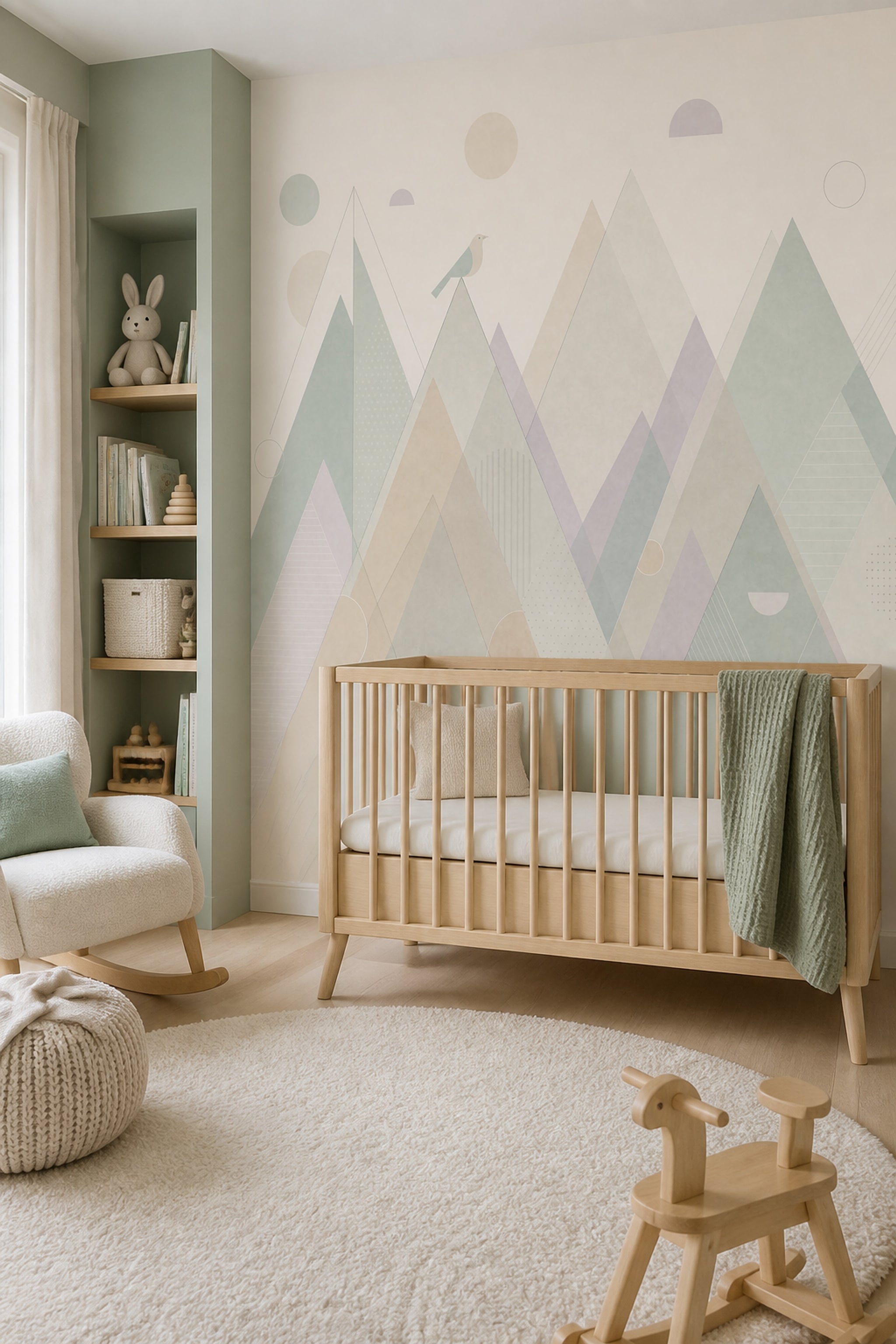 Pastel Geometrik Dağ Poster Duvar Kağıdı Bebek Odası