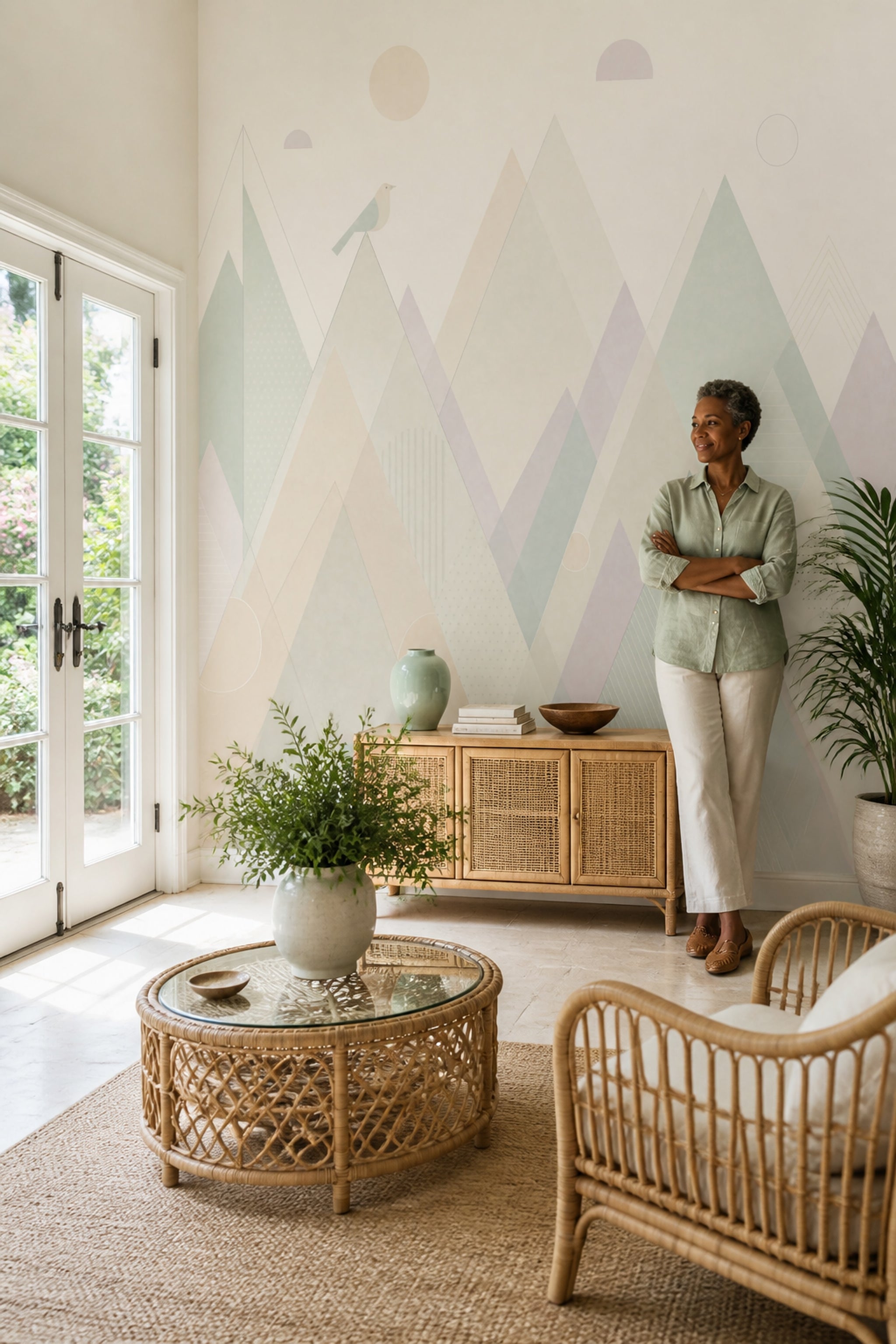 Pastel Geometrik Dağ Poster Duvar Kağıdı Bebek Odası
