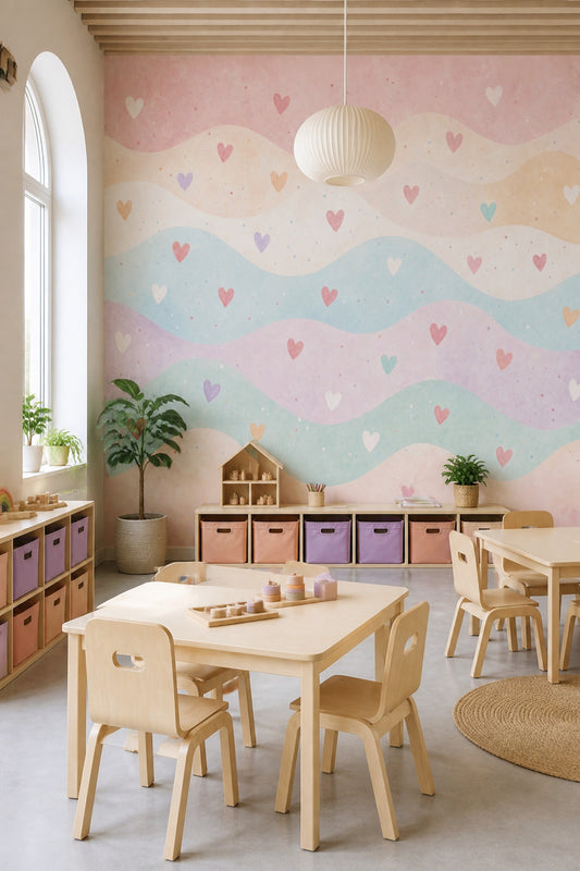 Pastel Kalpli Dalgalı Poster Duvar Kağıdı Çocuk Odası